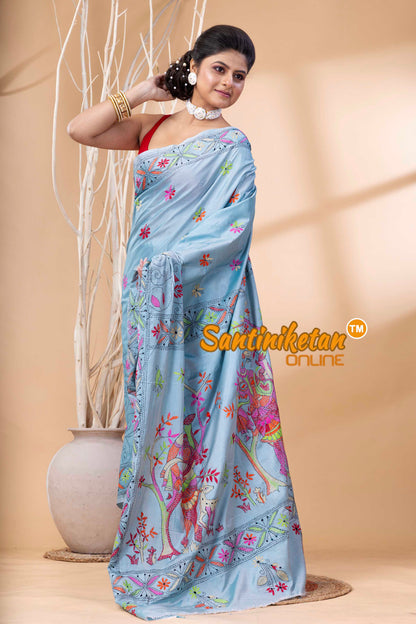 Bangalore Silk Kantha Stitch Saree SN202524101