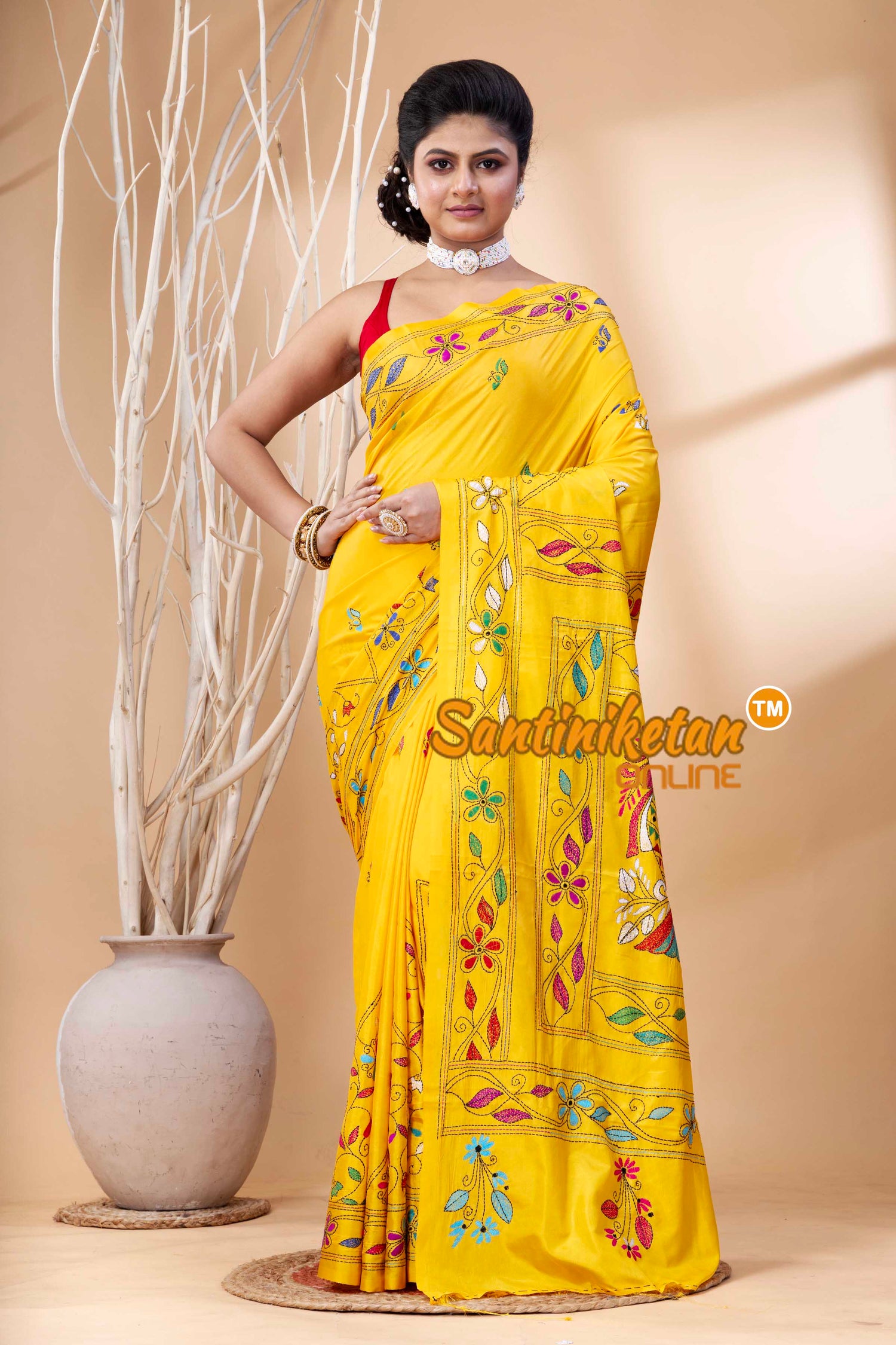 Bangalore Silk Kantha Stitch Saree SN202524123