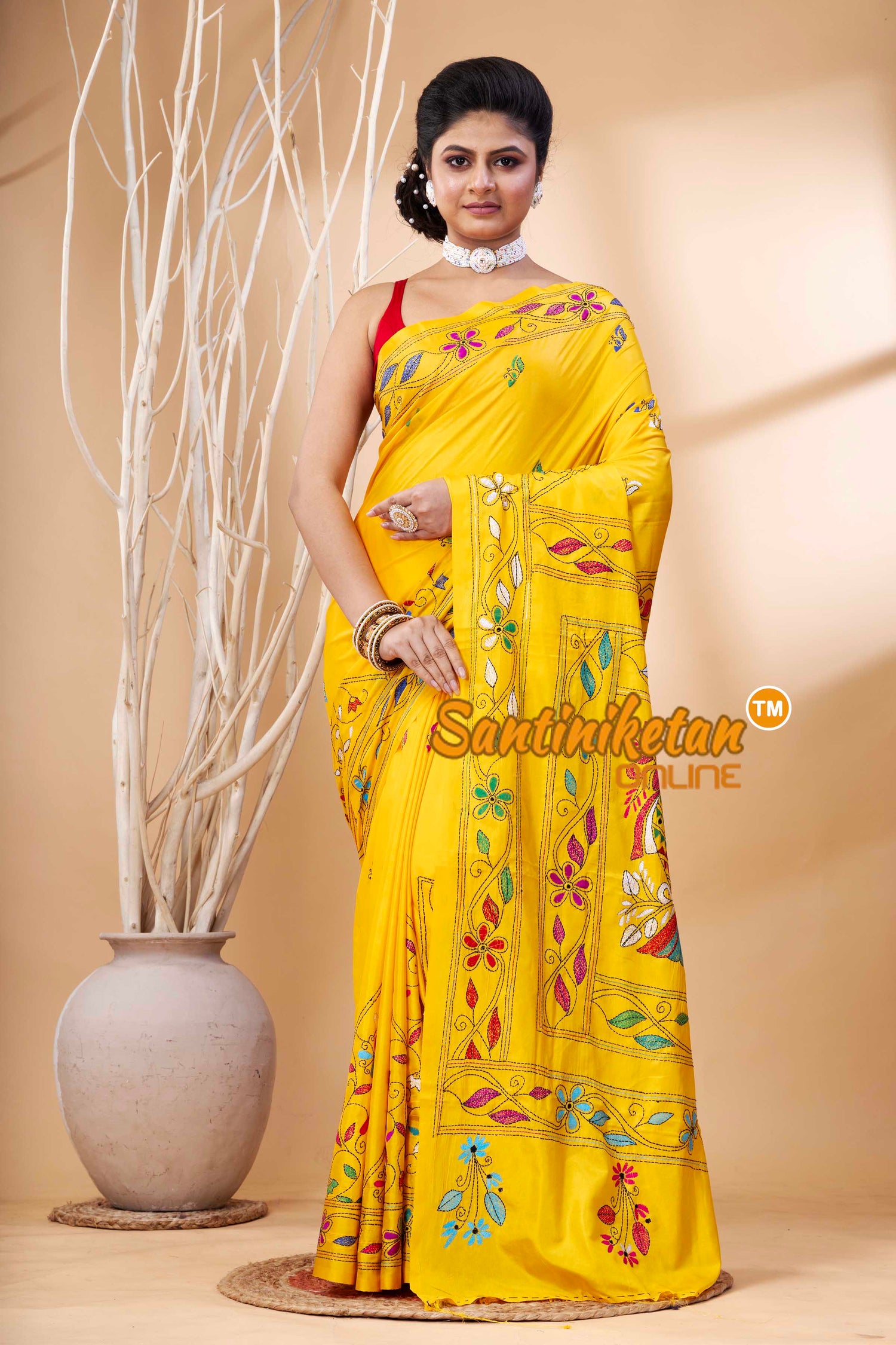Bangalore Silk Kantha Stitch Saree SN202524123