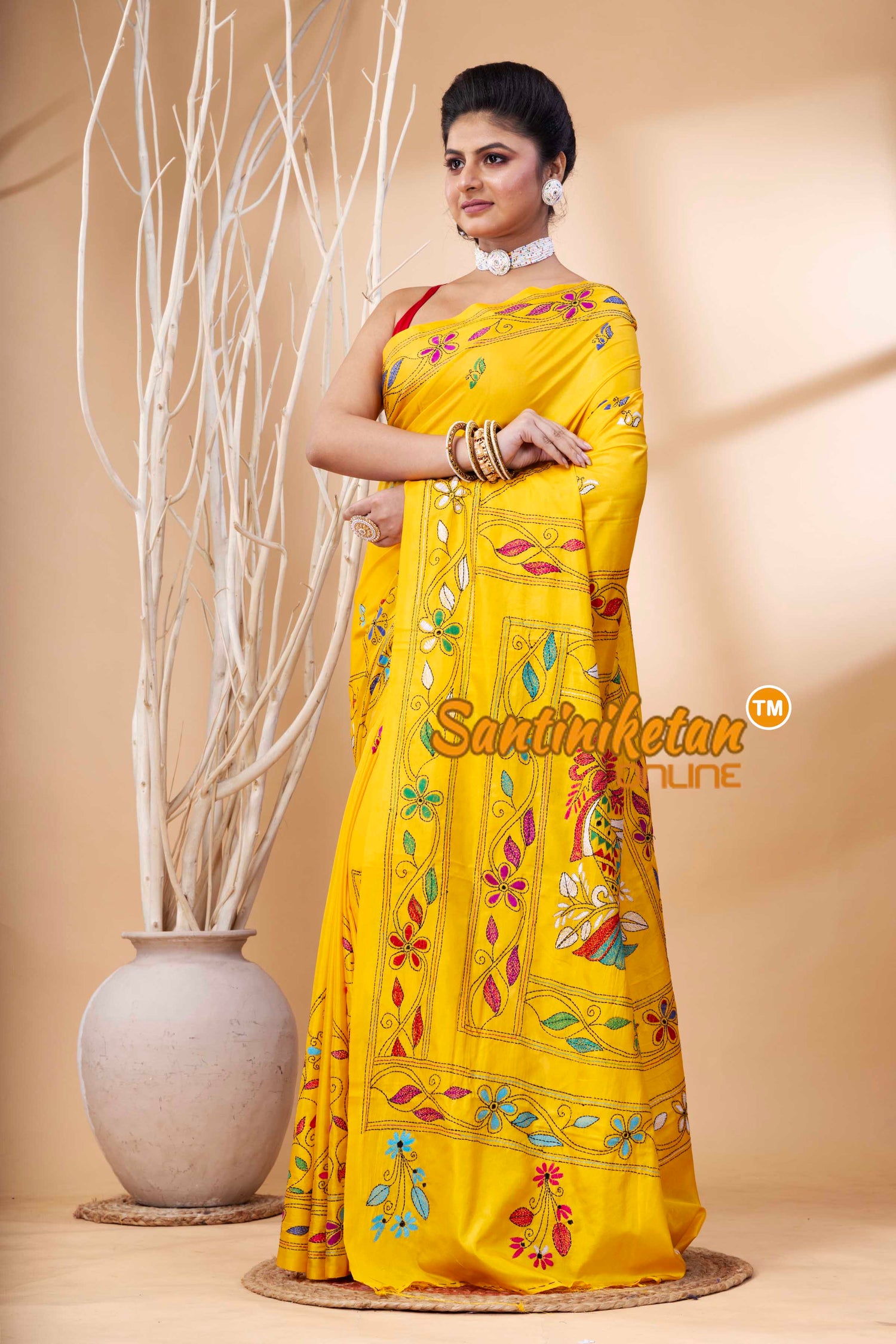 Bangalore Silk Kantha Stitch Saree SN202524123