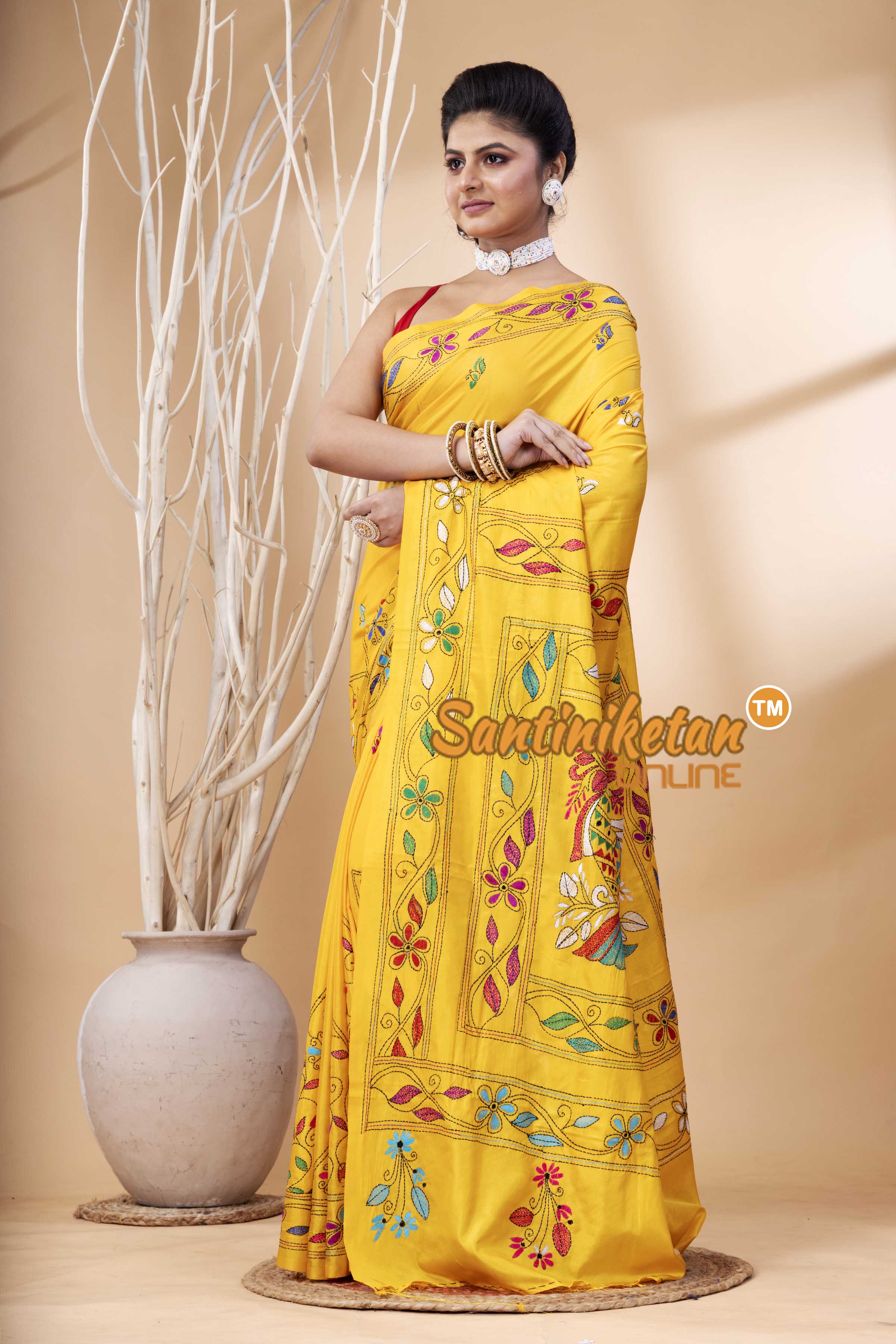 Bangalore Silk Kantha Stitch Saree SN202524123