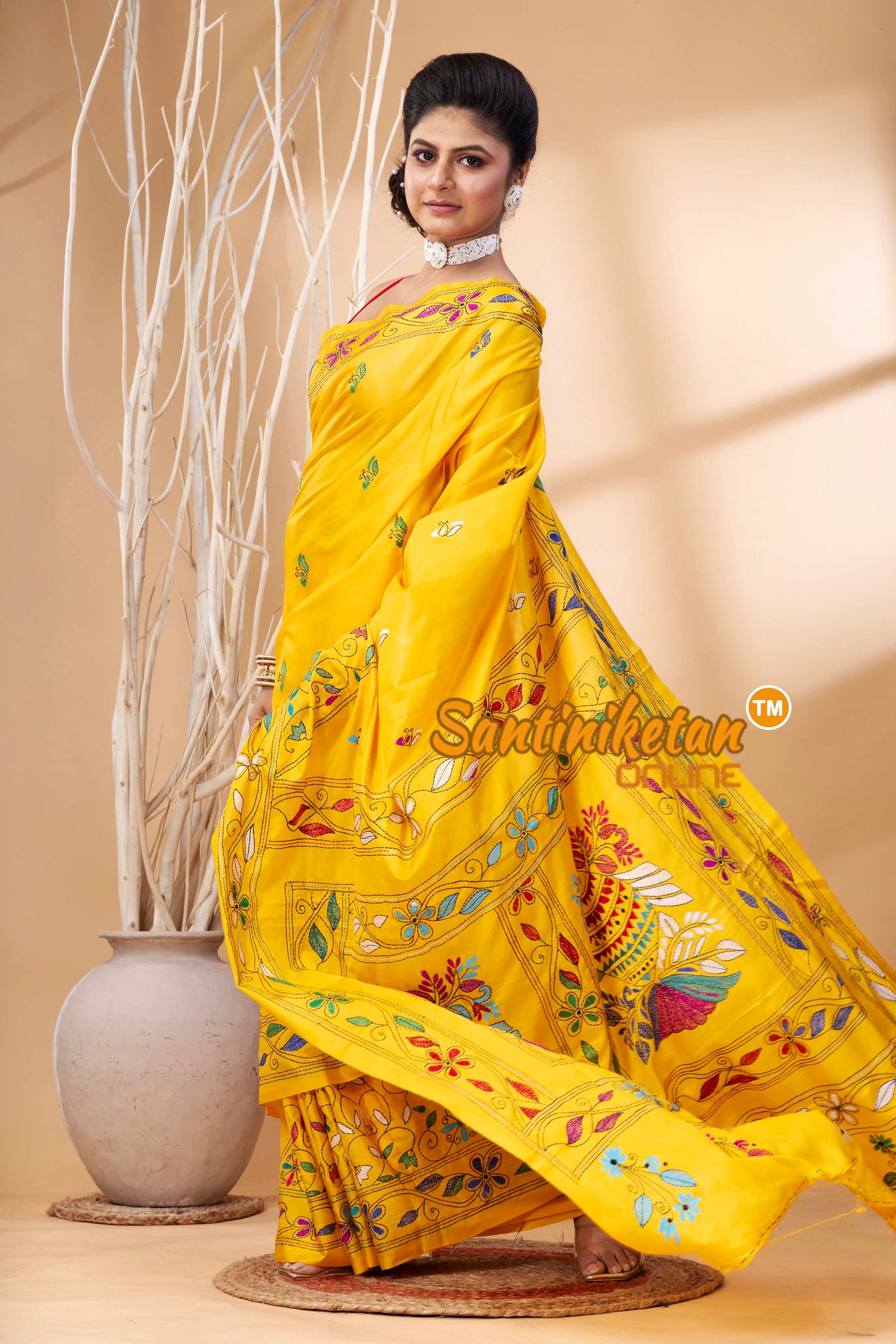 Bangalore Silk Kantha Stitch Saree SN202524123