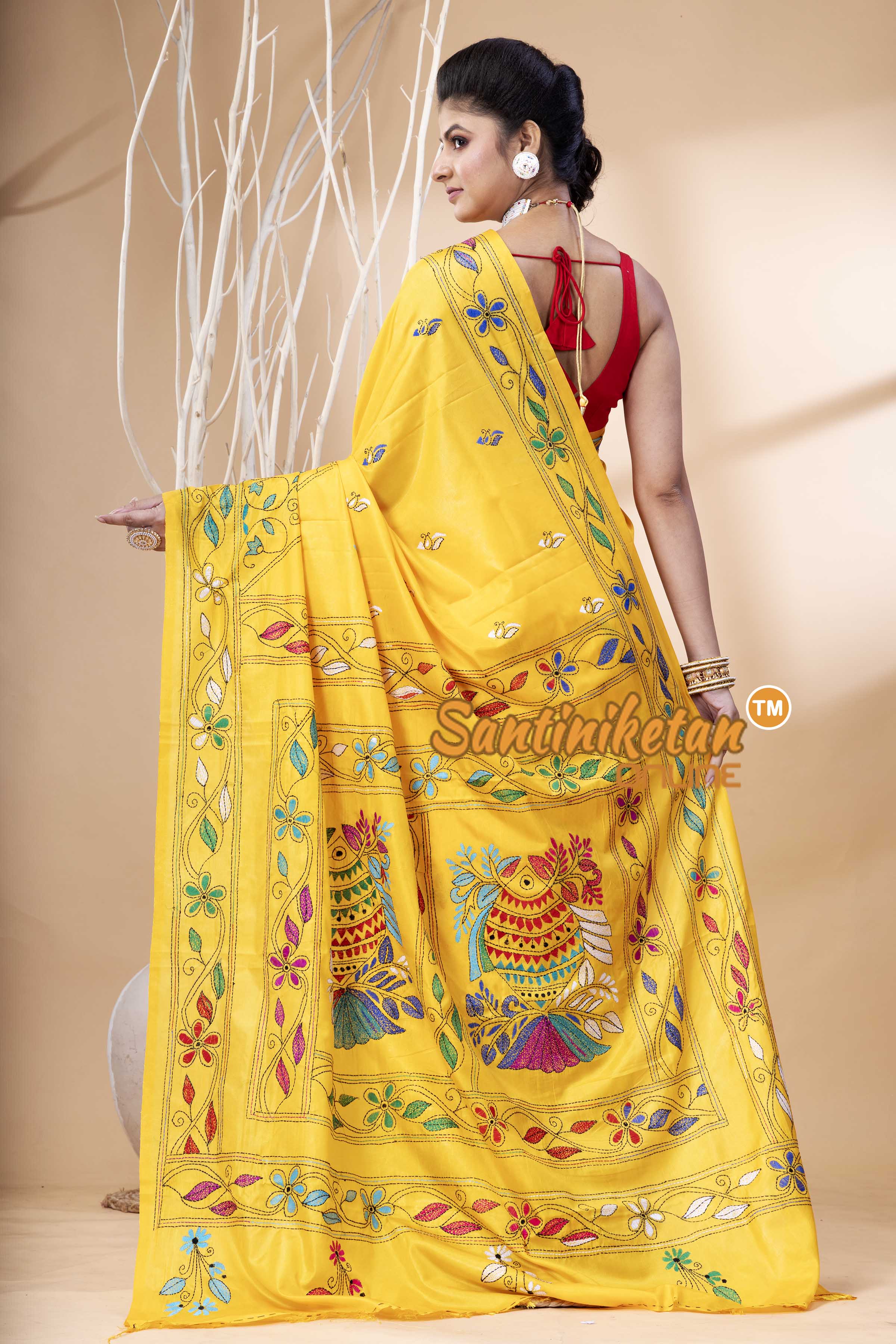 Bangalore Silk Kantha Stitch Saree SN202524123