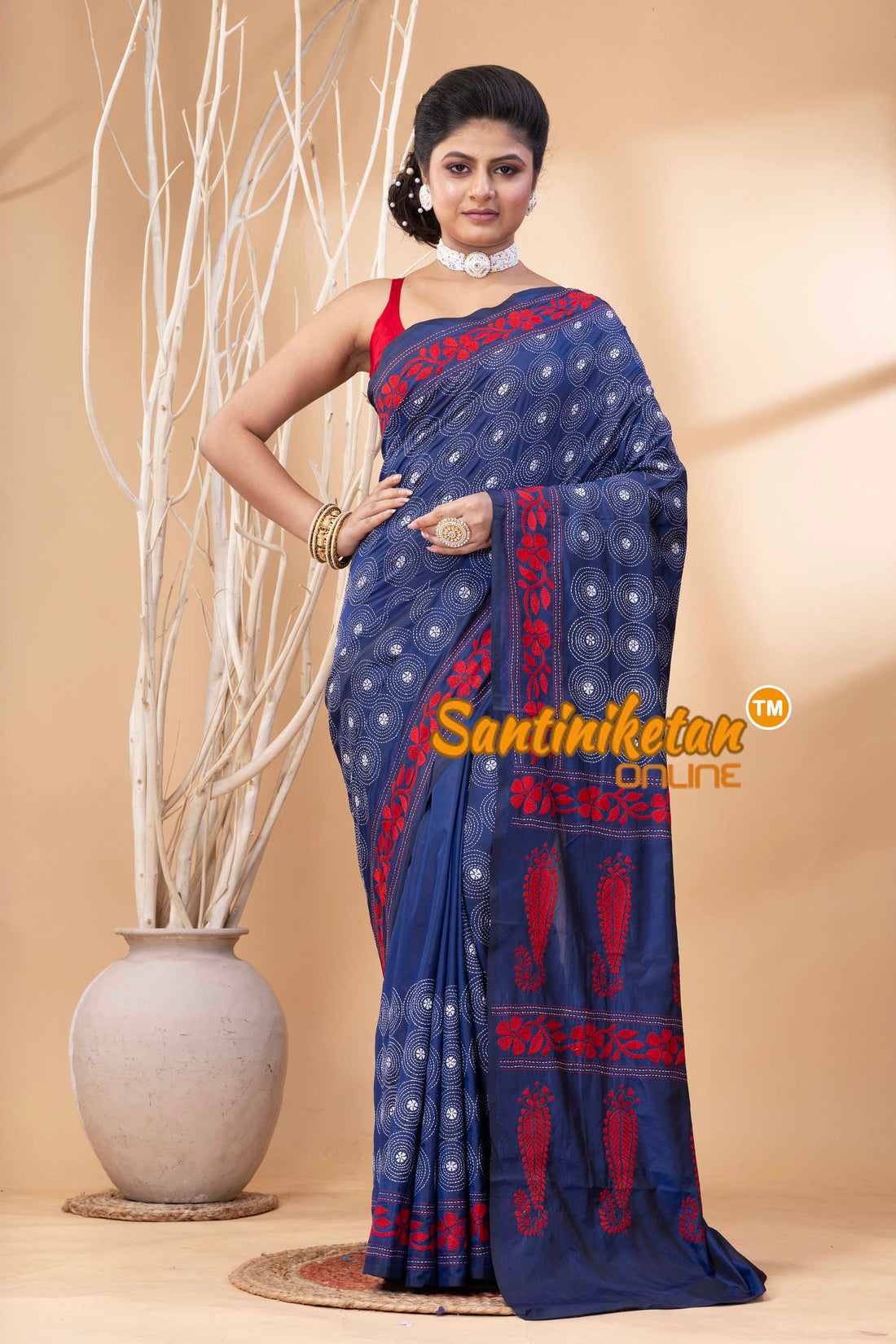 Bangalore Silk Kantha Stitch Saree SN202524135