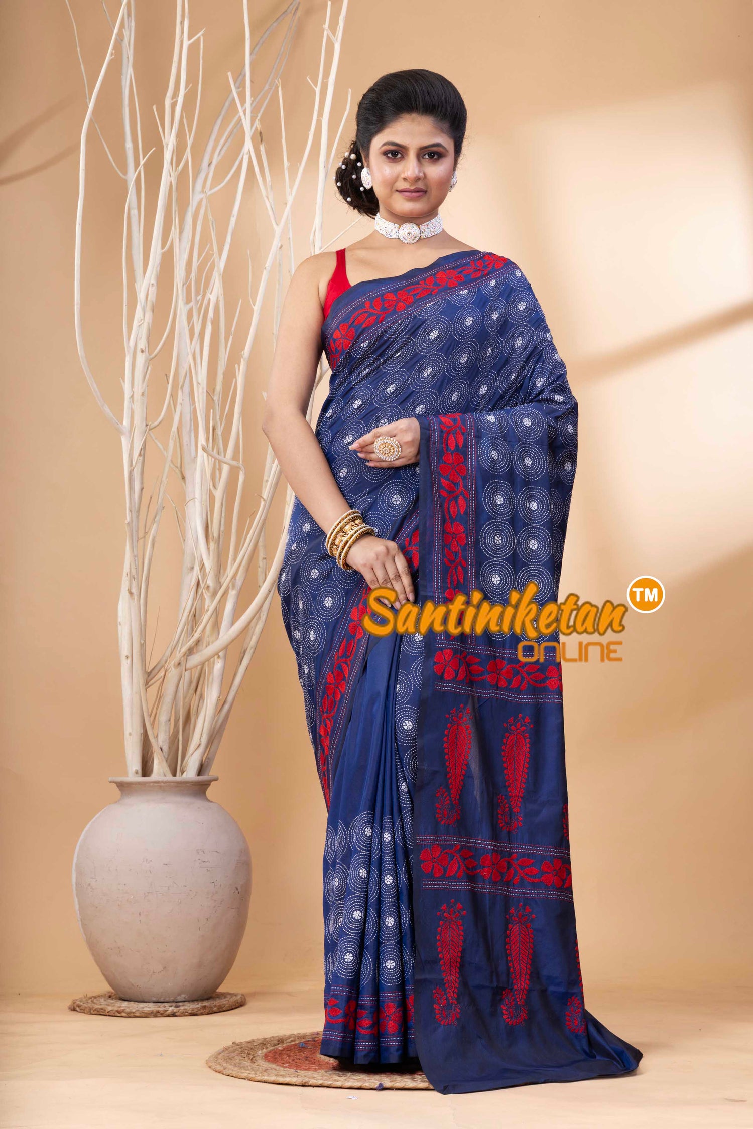 Bangalore Silk Kantha Stitch Saree SN202524135