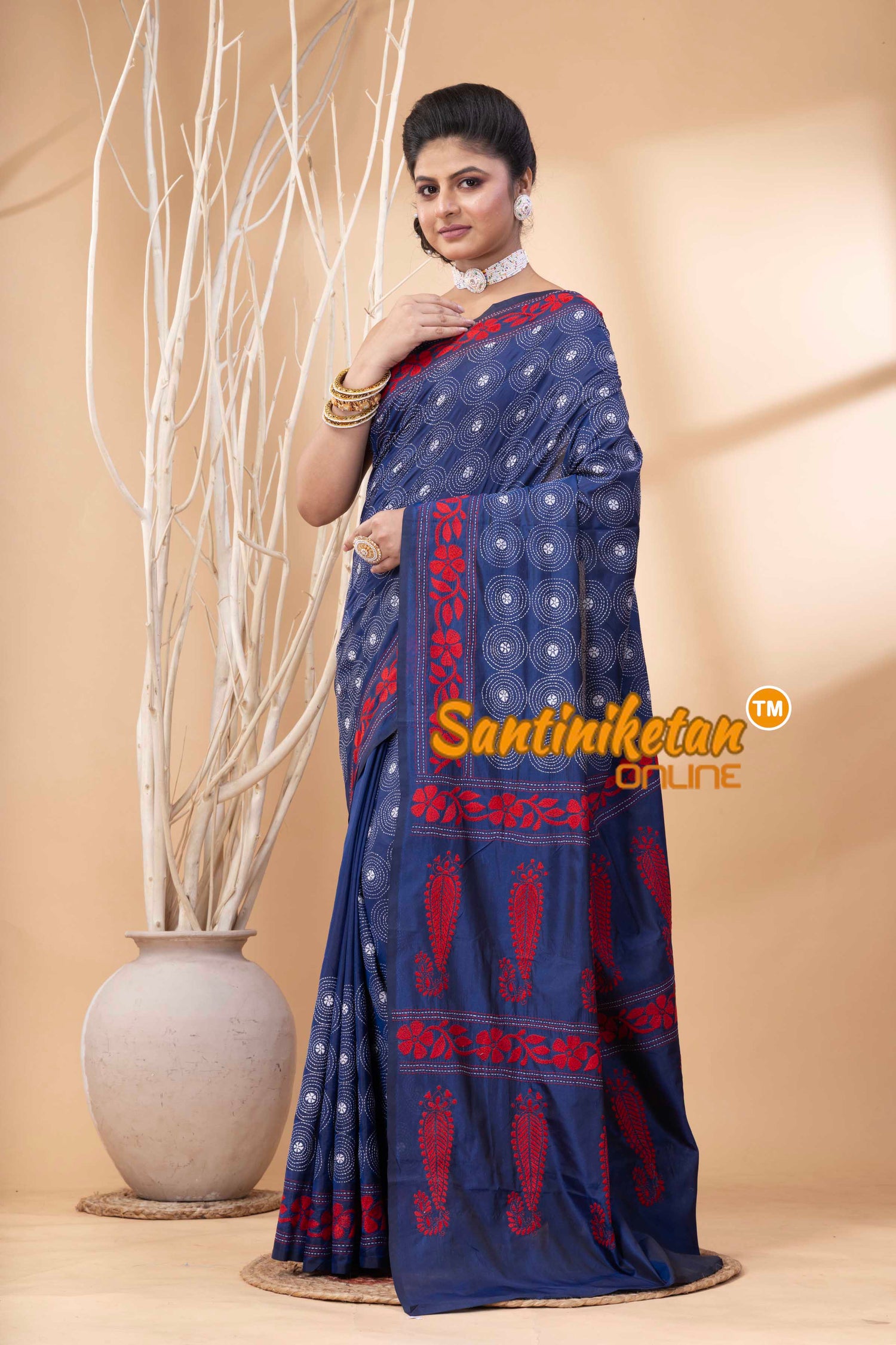 Bangalore Silk Kantha Stitch Saree SN202524135