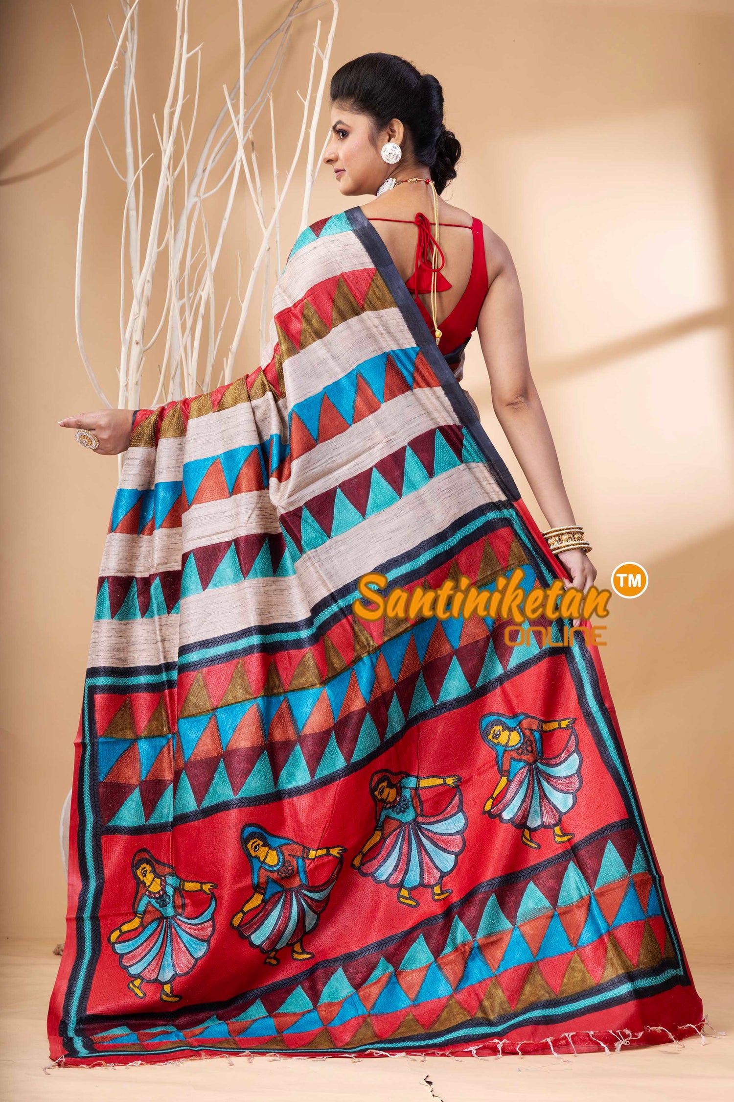 Pure Tussar Painting Kantha Stitch Saree SN202524142