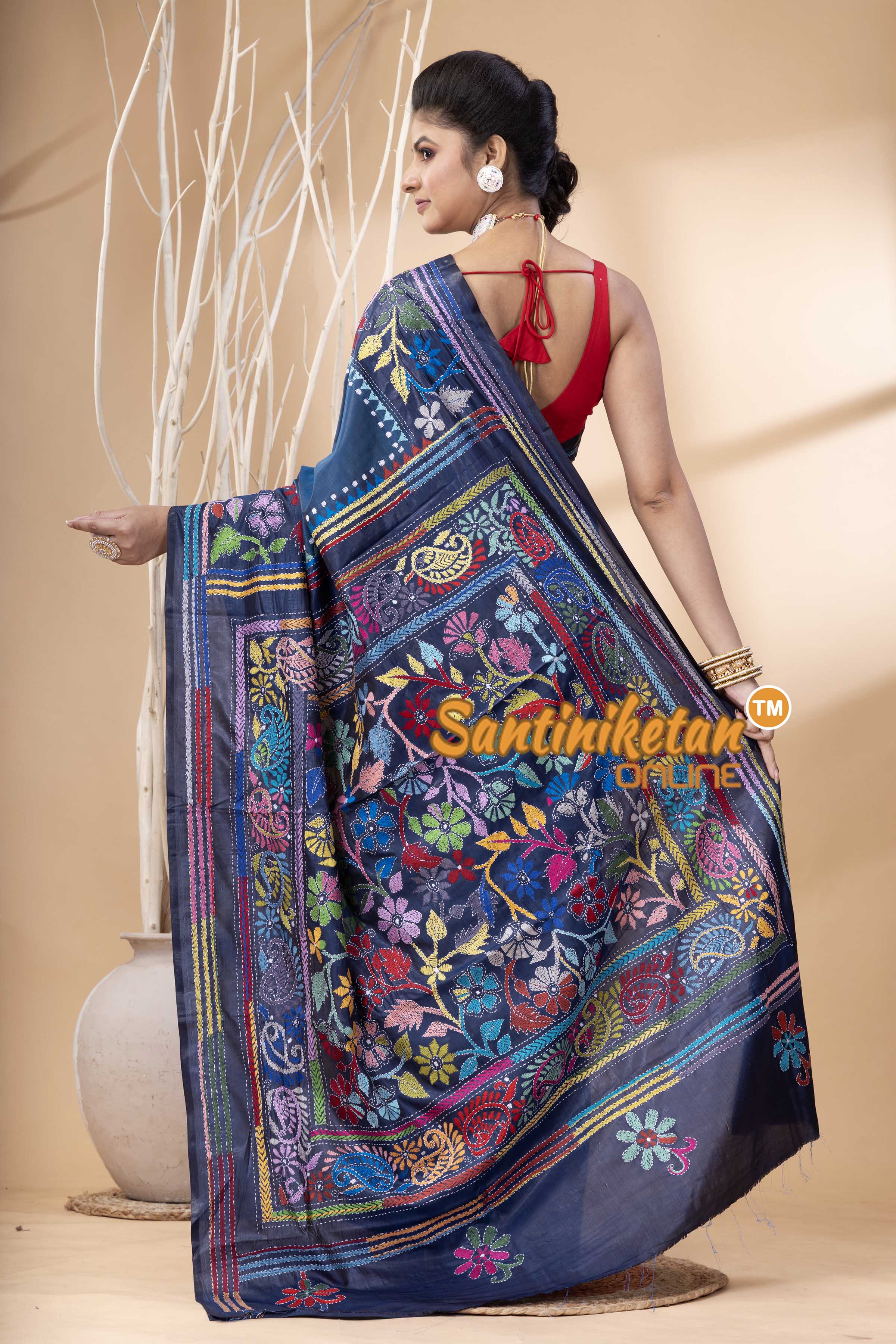 Bangalore Silk Kantha Stitch Saree SN202524149