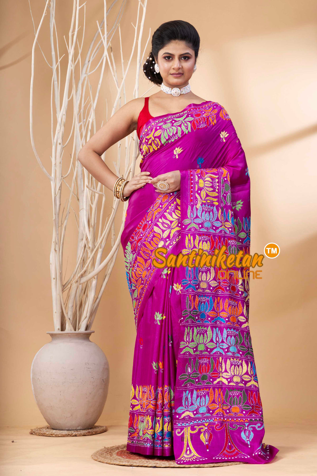 Bangalore Silk Kantha Stitch Saree SN202524155