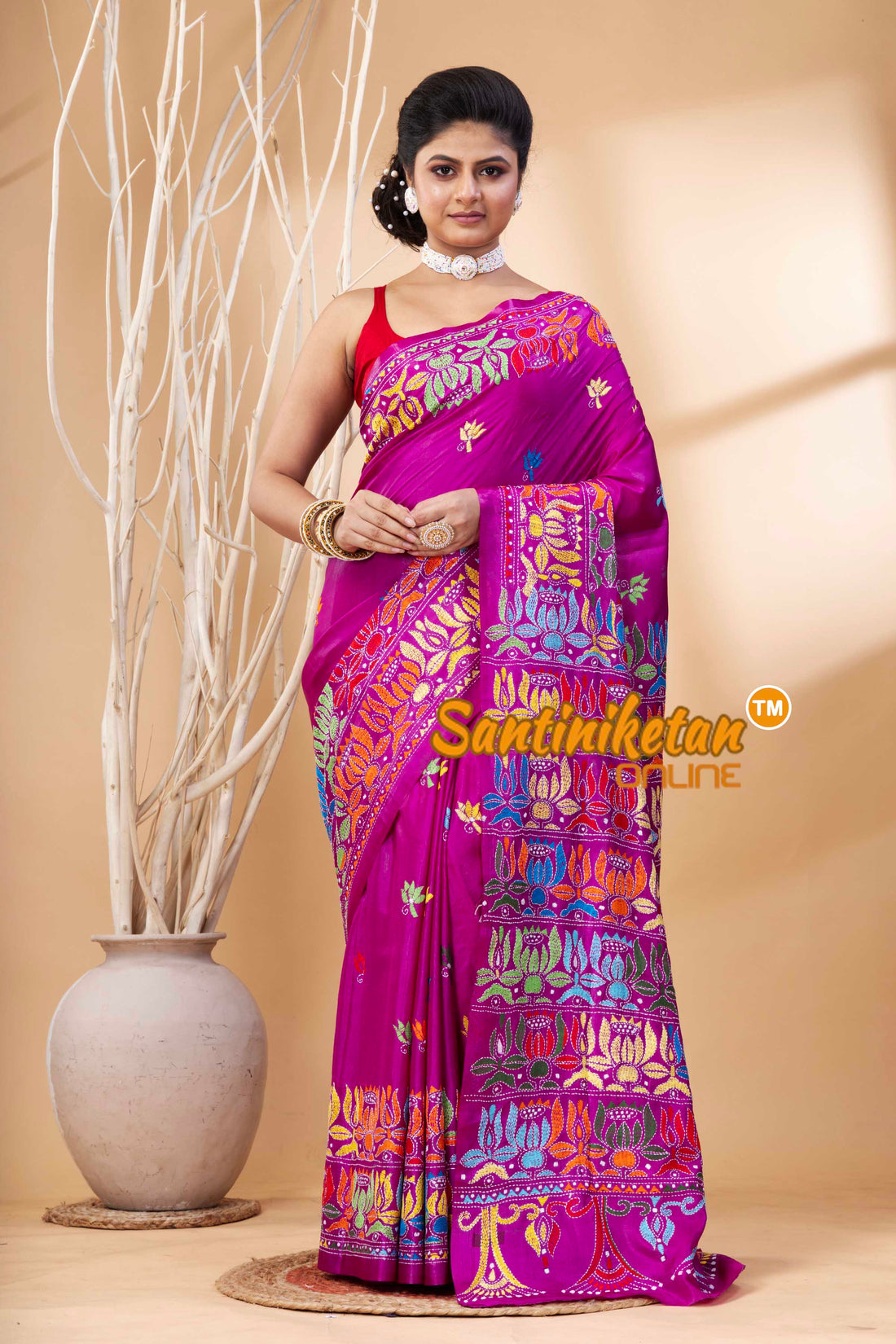 Bangalore Silk Kantha Stitch Saree SN202524155