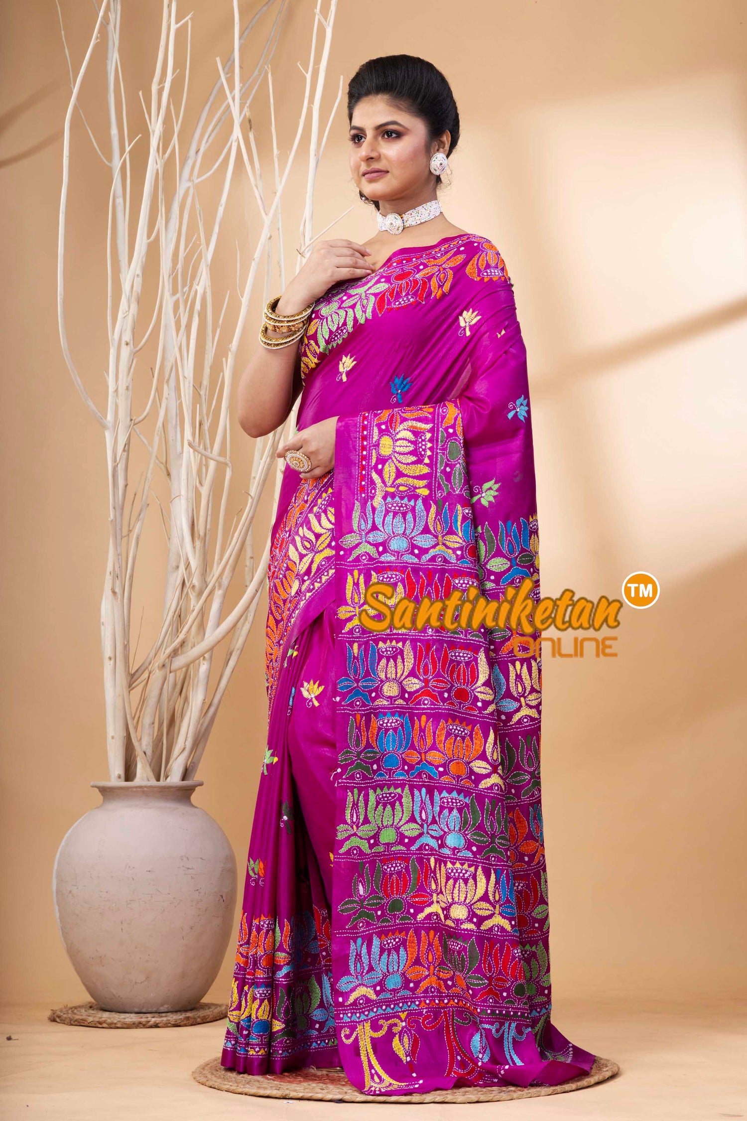Bangalore Silk Kantha Stitch Saree SN202524155
