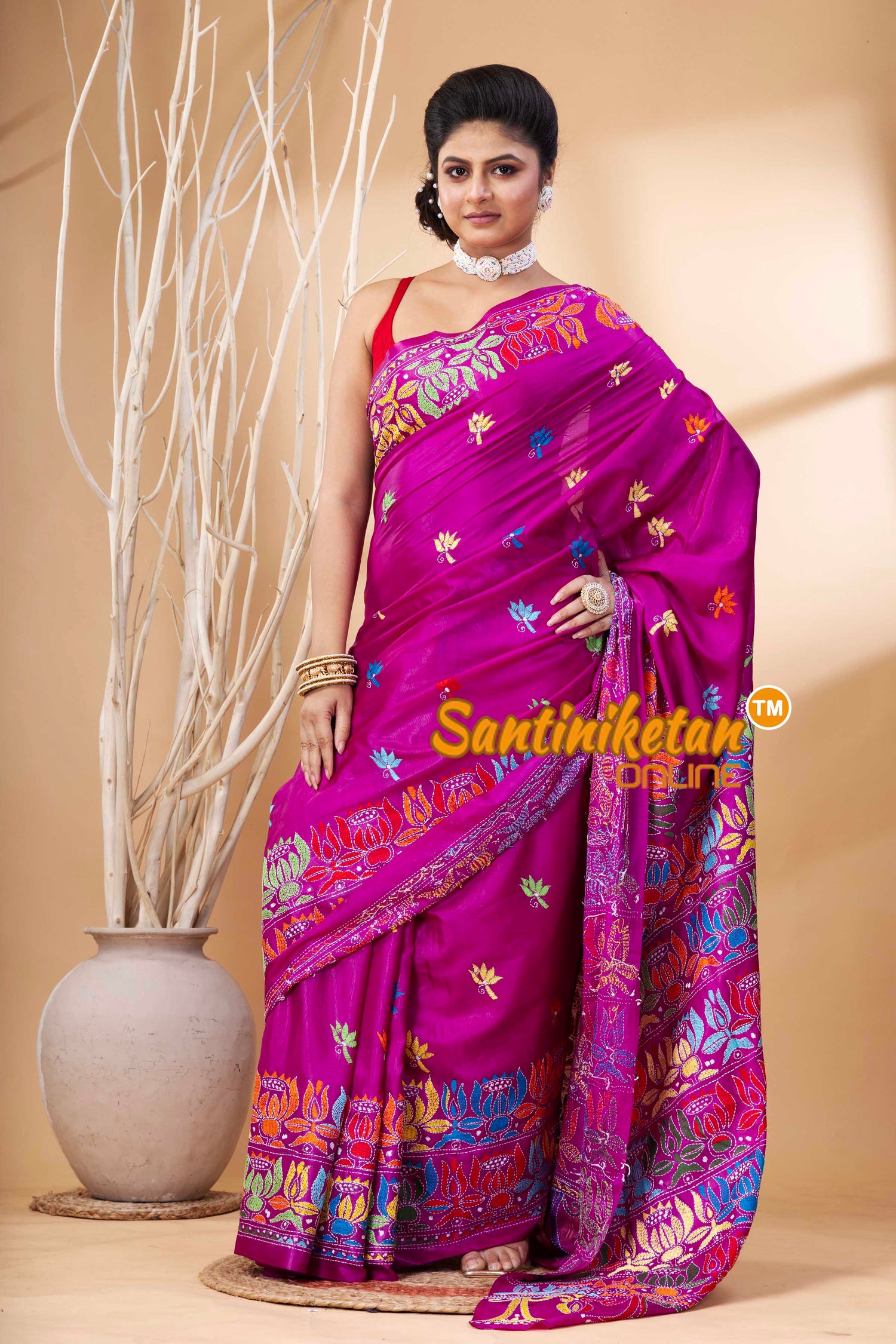 Bangalore Silk Kantha Stitch Saree SN202524155