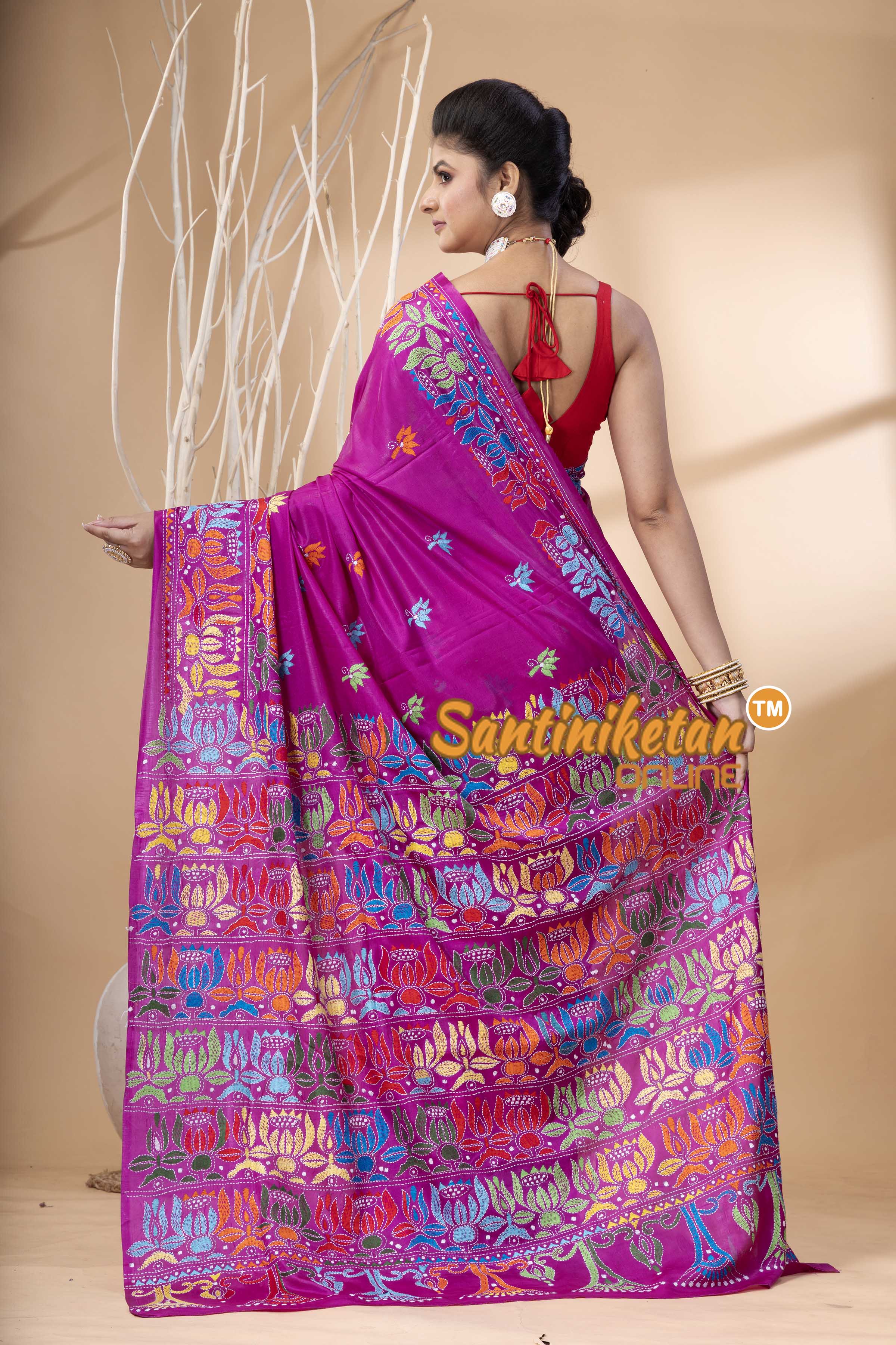 Bangalore Silk Kantha Stitch Saree SN202524155
