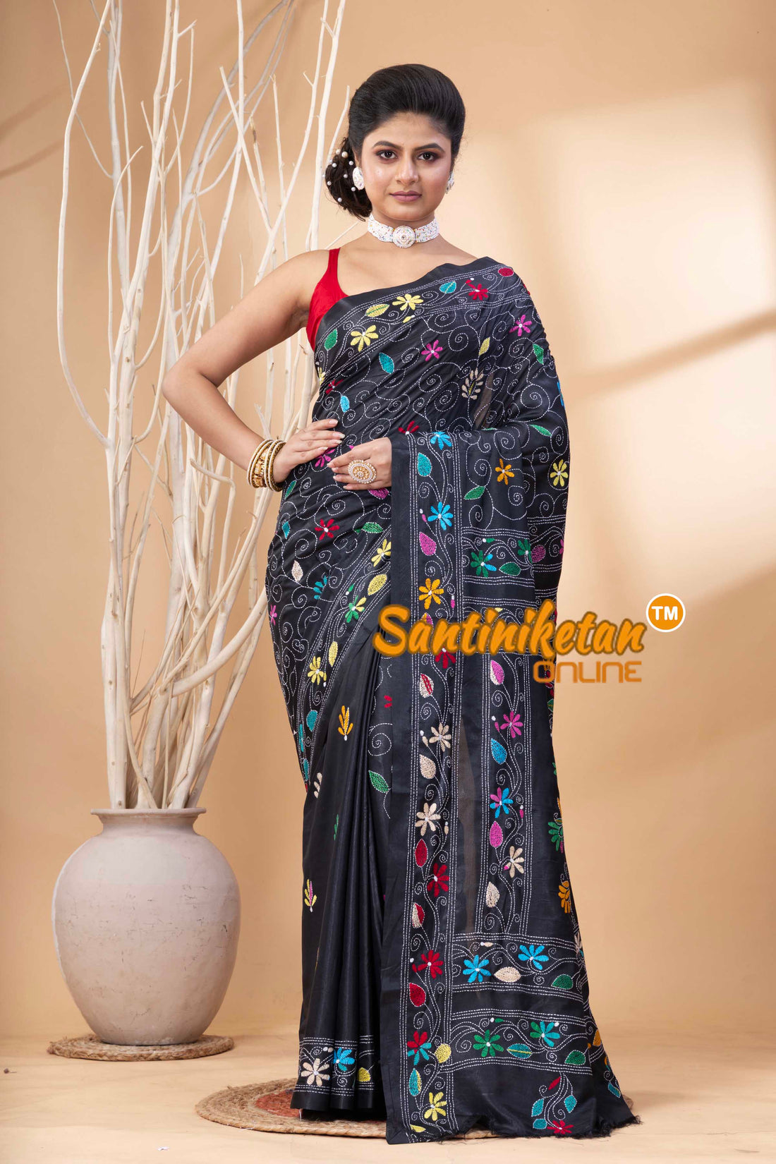 Bangalore Silk Kantha Stitch Saree SN202524161