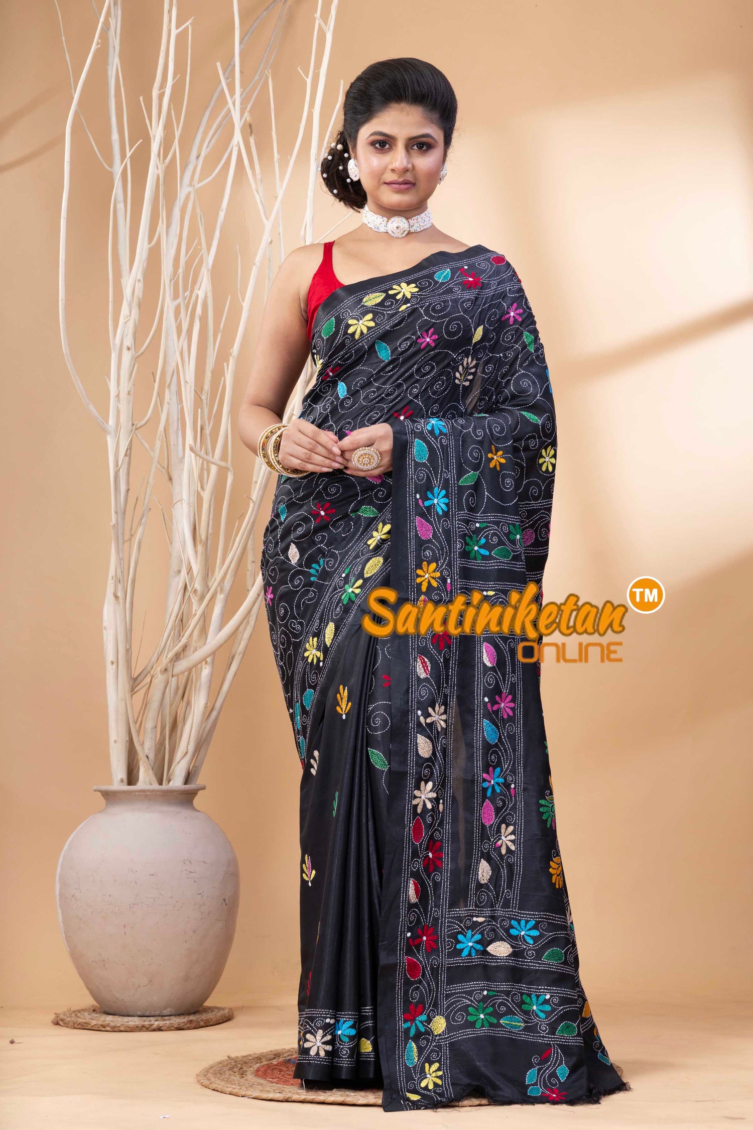 Bangalore Silk Kantha Stitch Saree SN202524161
