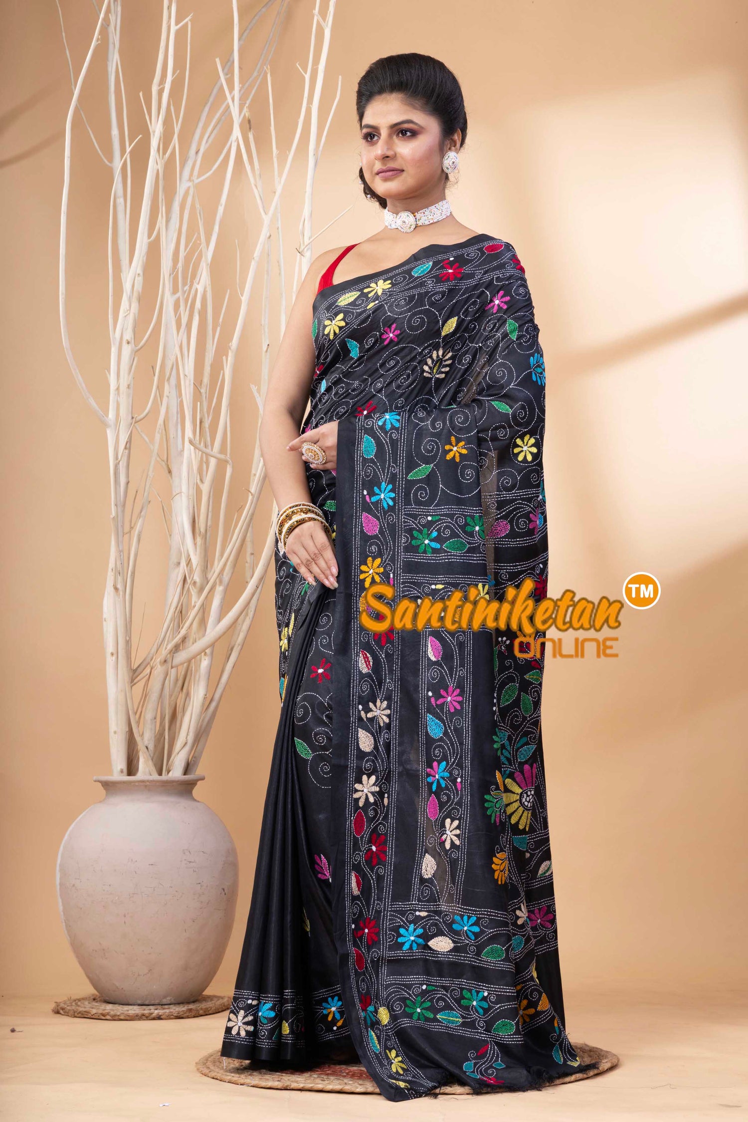 Bangalore Silk Kantha Stitch Saree SN202524161