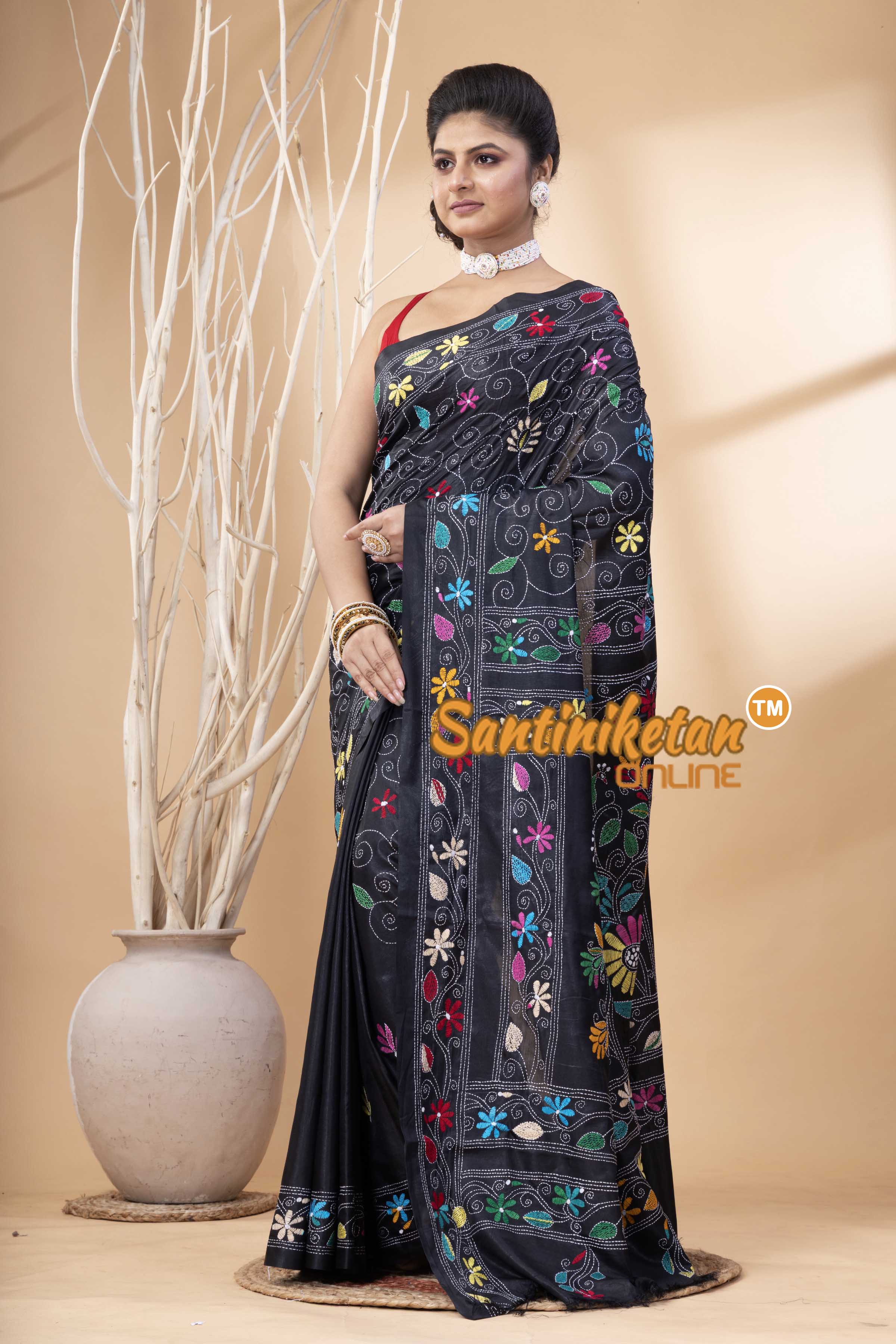 Bangalore Silk Kantha Stitch Saree SN202524161