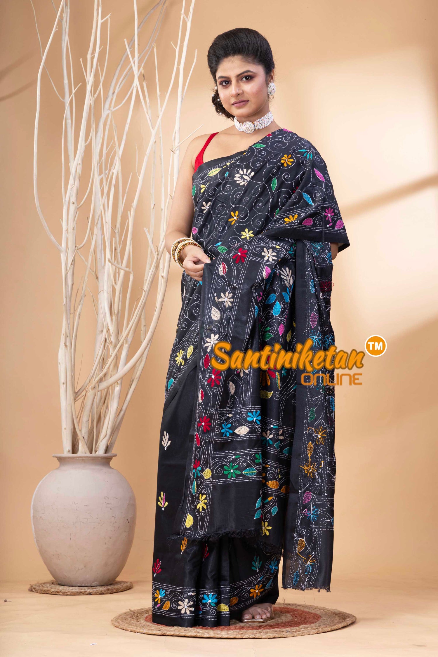 Bangalore Silk Kantha Stitch Saree SN202524161