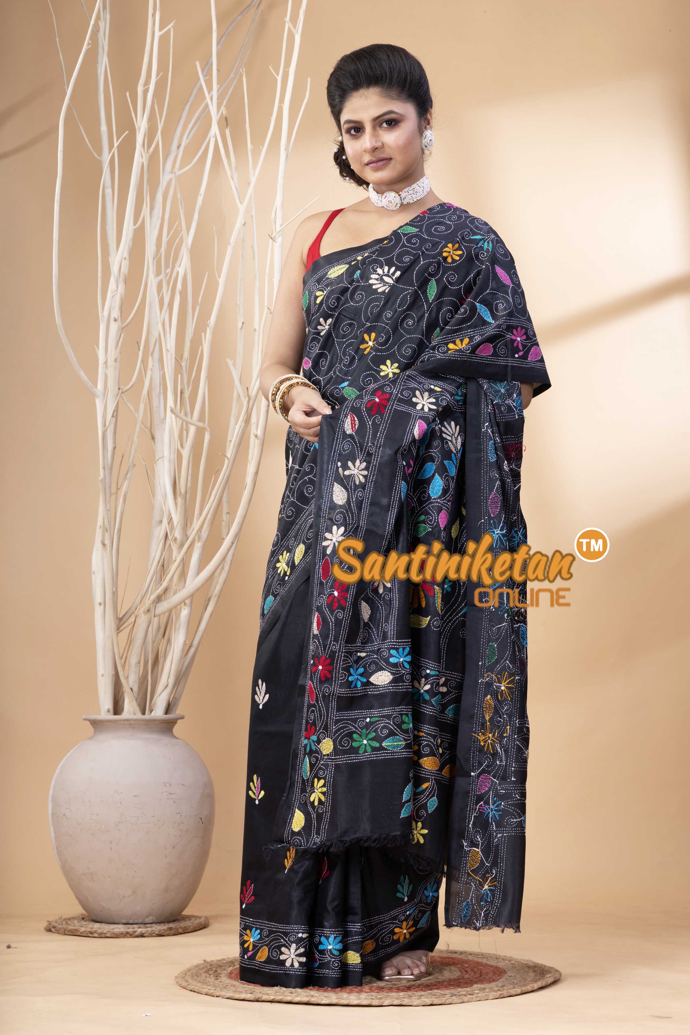 Bangalore Silk Kantha Stitch Saree SN202524161