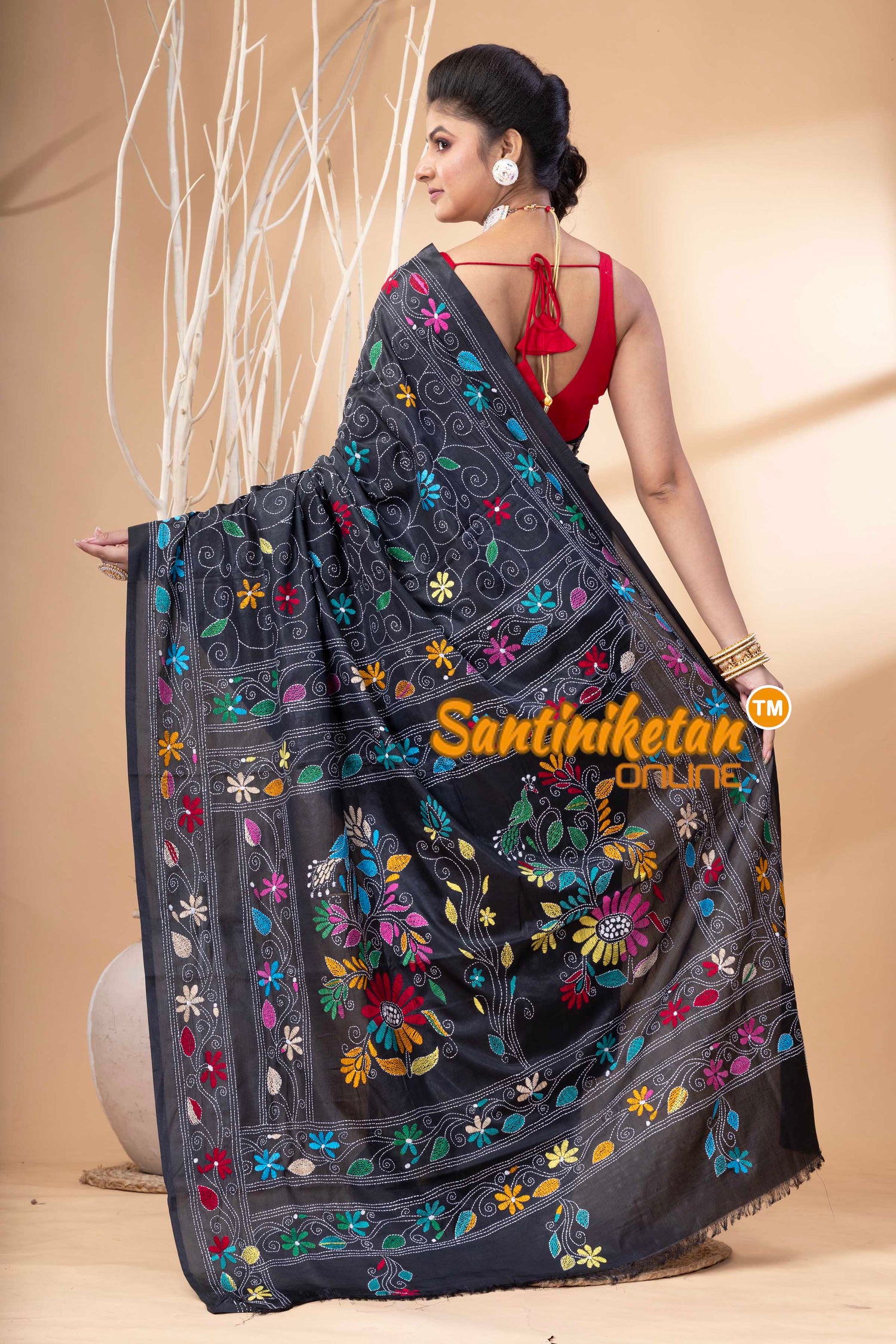 Bangalore Silk Kantha Stitch Saree SN202524161