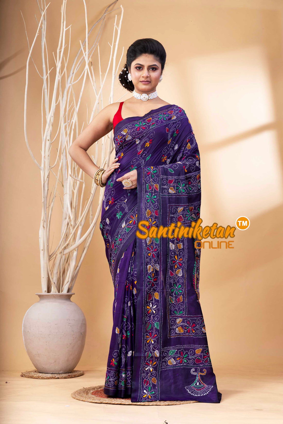 Bangalore Silk Kantha Stitch Saree SN202524167
