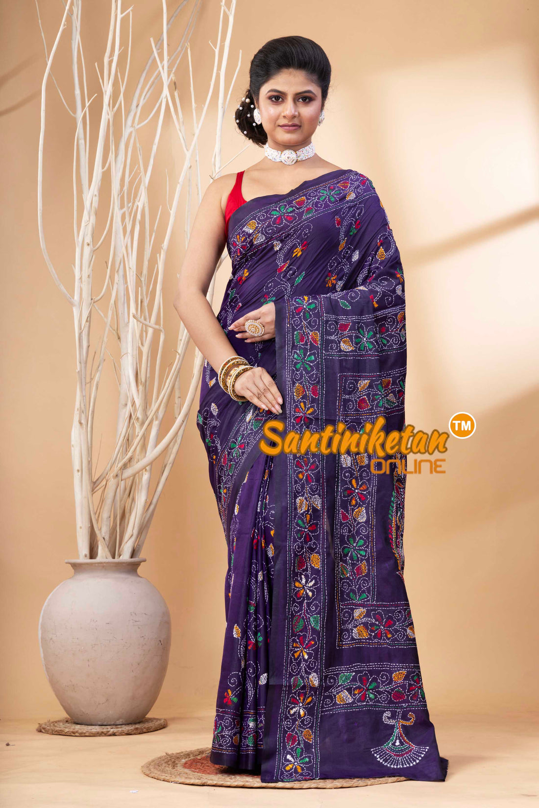 Bangalore Silk Kantha Stitch Saree SN202524167