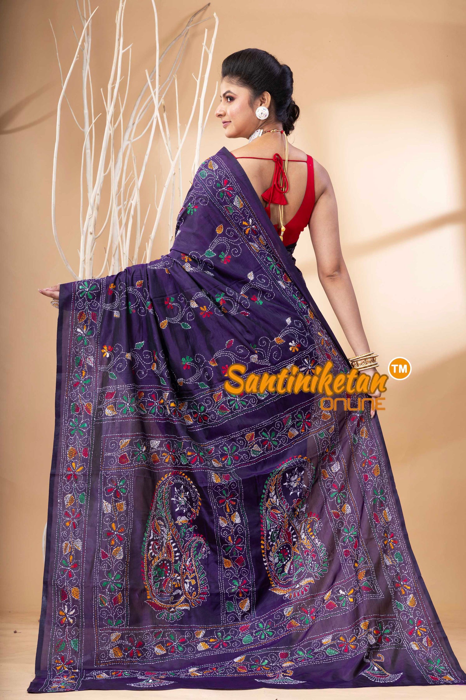 Bangalore Silk Kantha Stitch Saree SN202524167