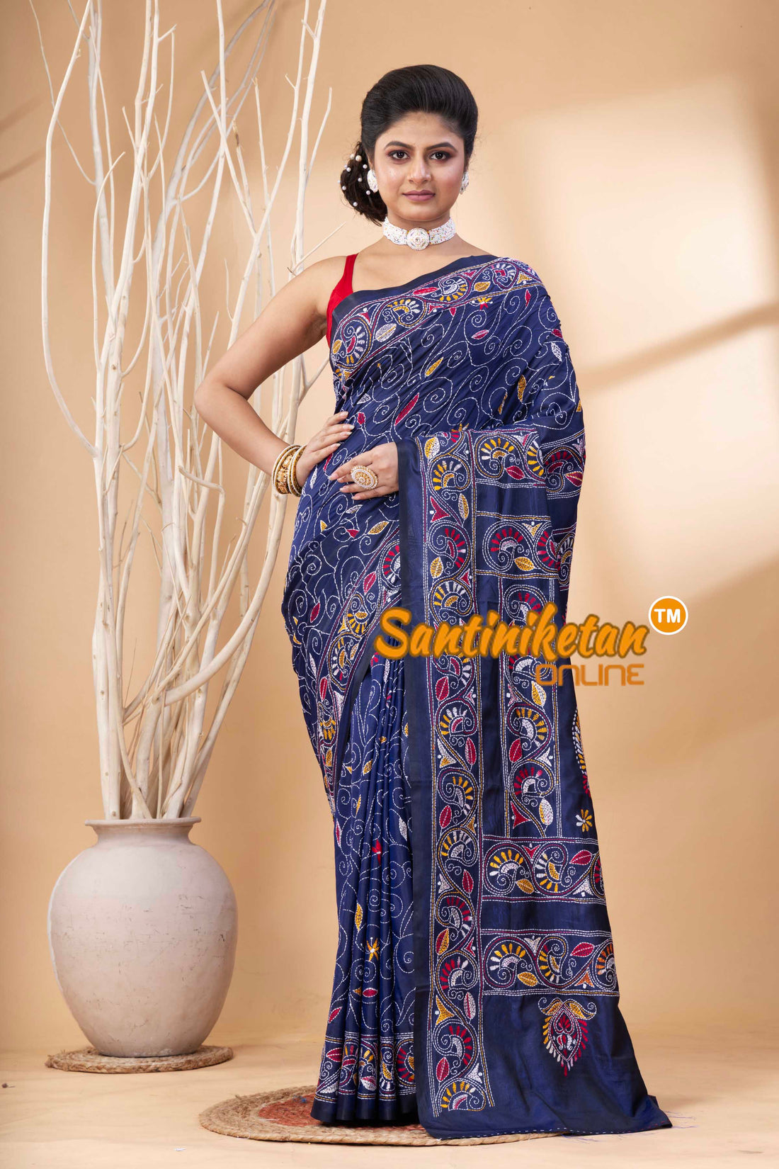 Bangalore Silk Kantha Stitch Saree SN202524173