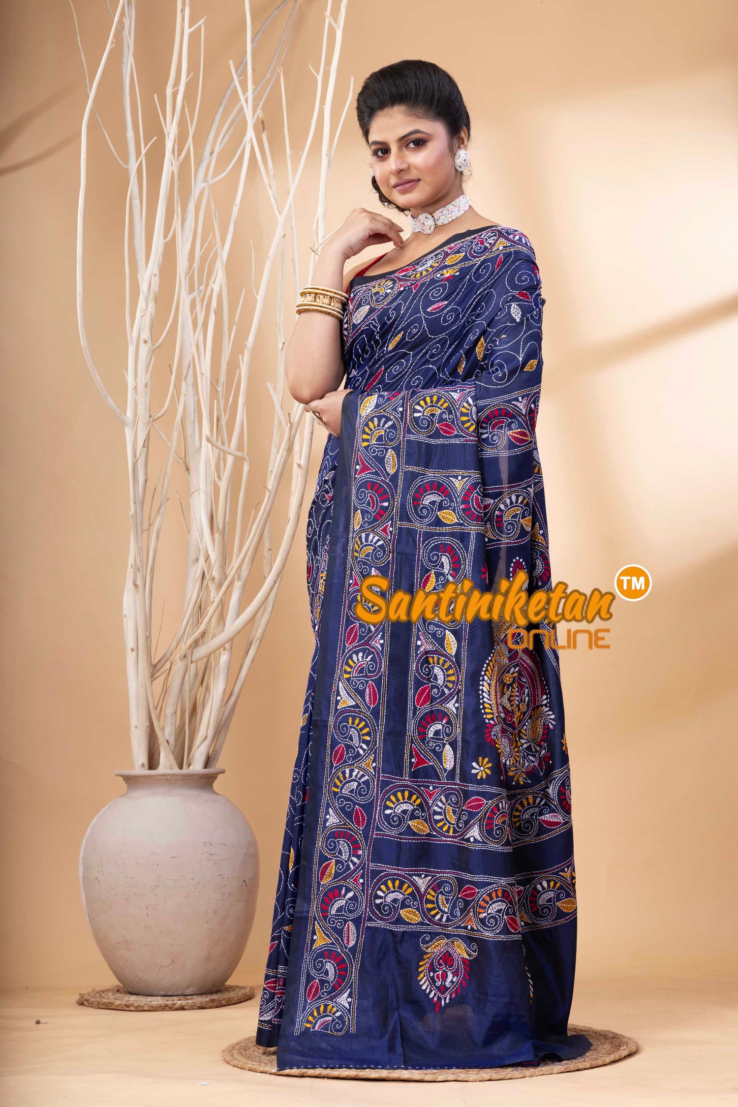 Bangalore Silk Kantha Stitch Saree SN202524173