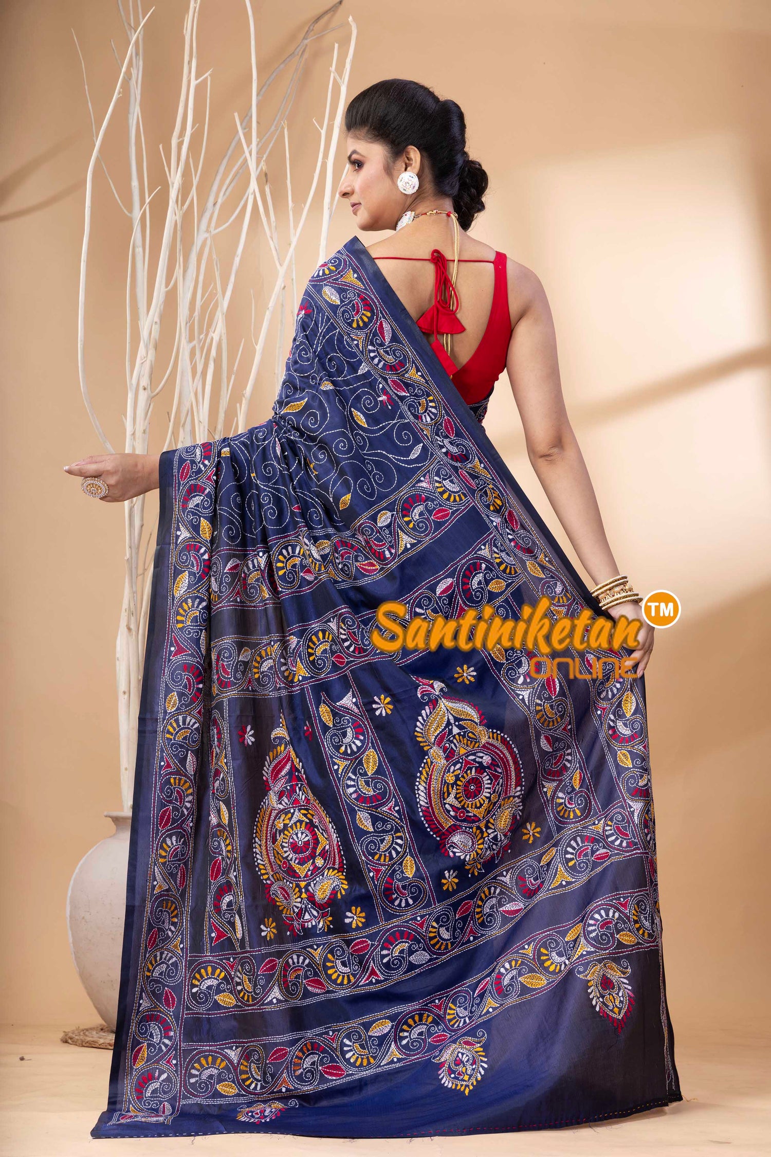 Bangalore Silk Kantha Stitch Saree SN202524173