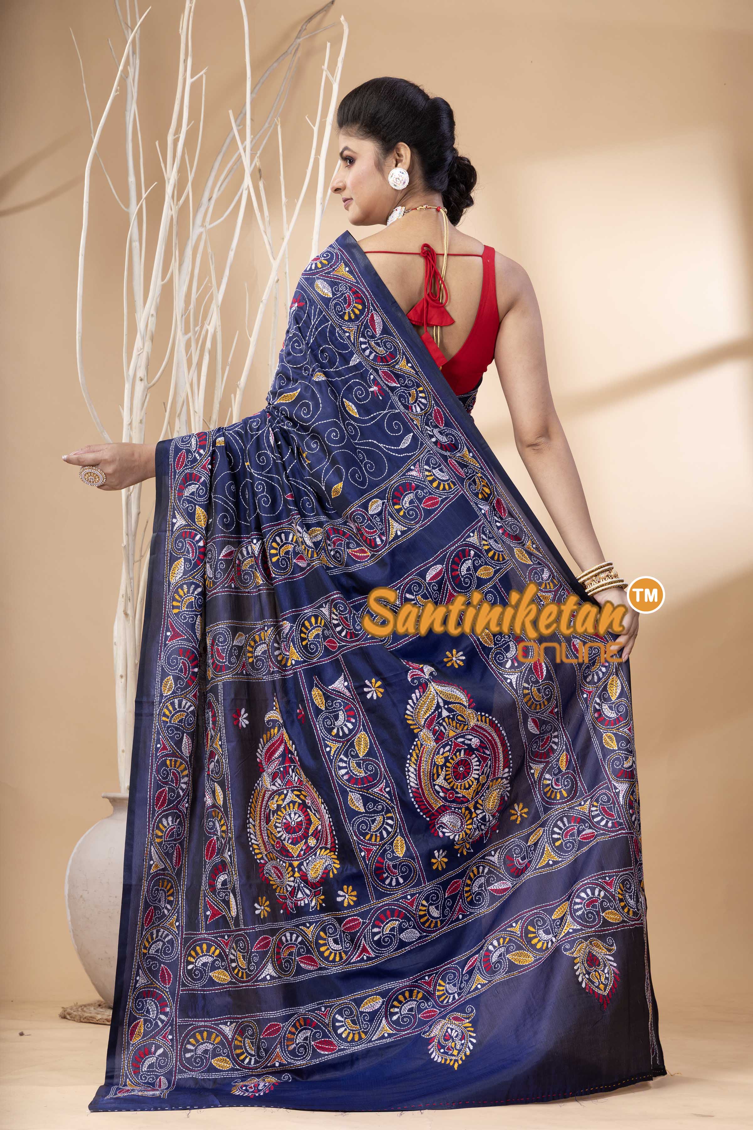Bangalore Silk Kantha Stitch Saree SN202524173