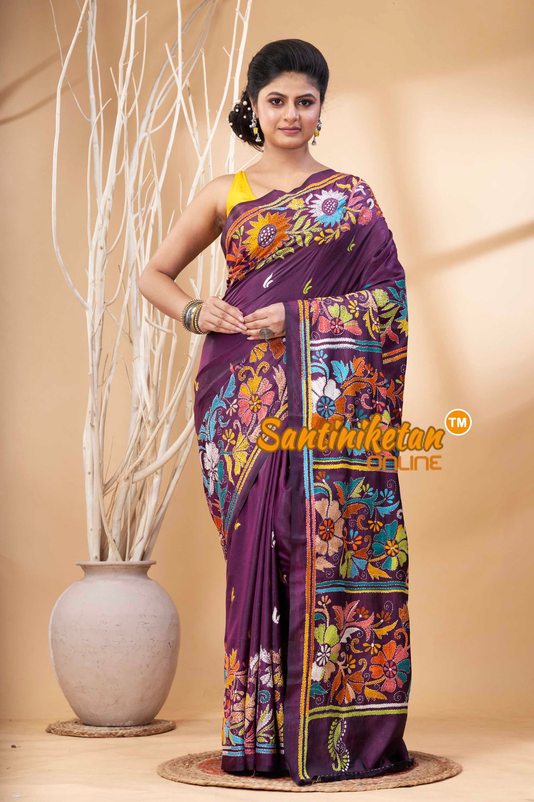 Bangalore Silk Kantha Stitch Saree SN202524197