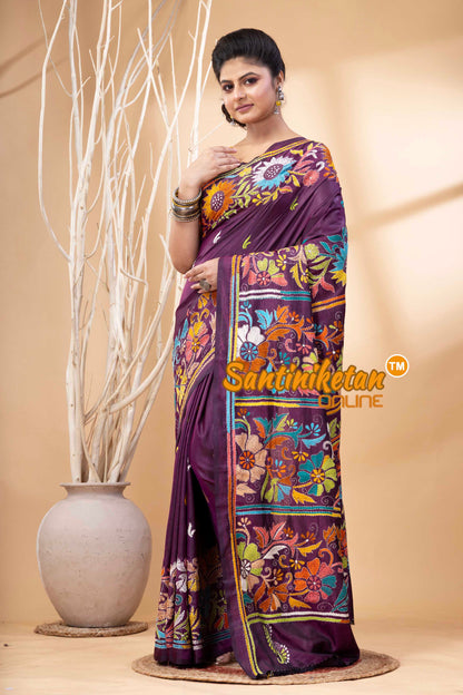 Bangalore Silk Kantha Stitch Saree SN202524197