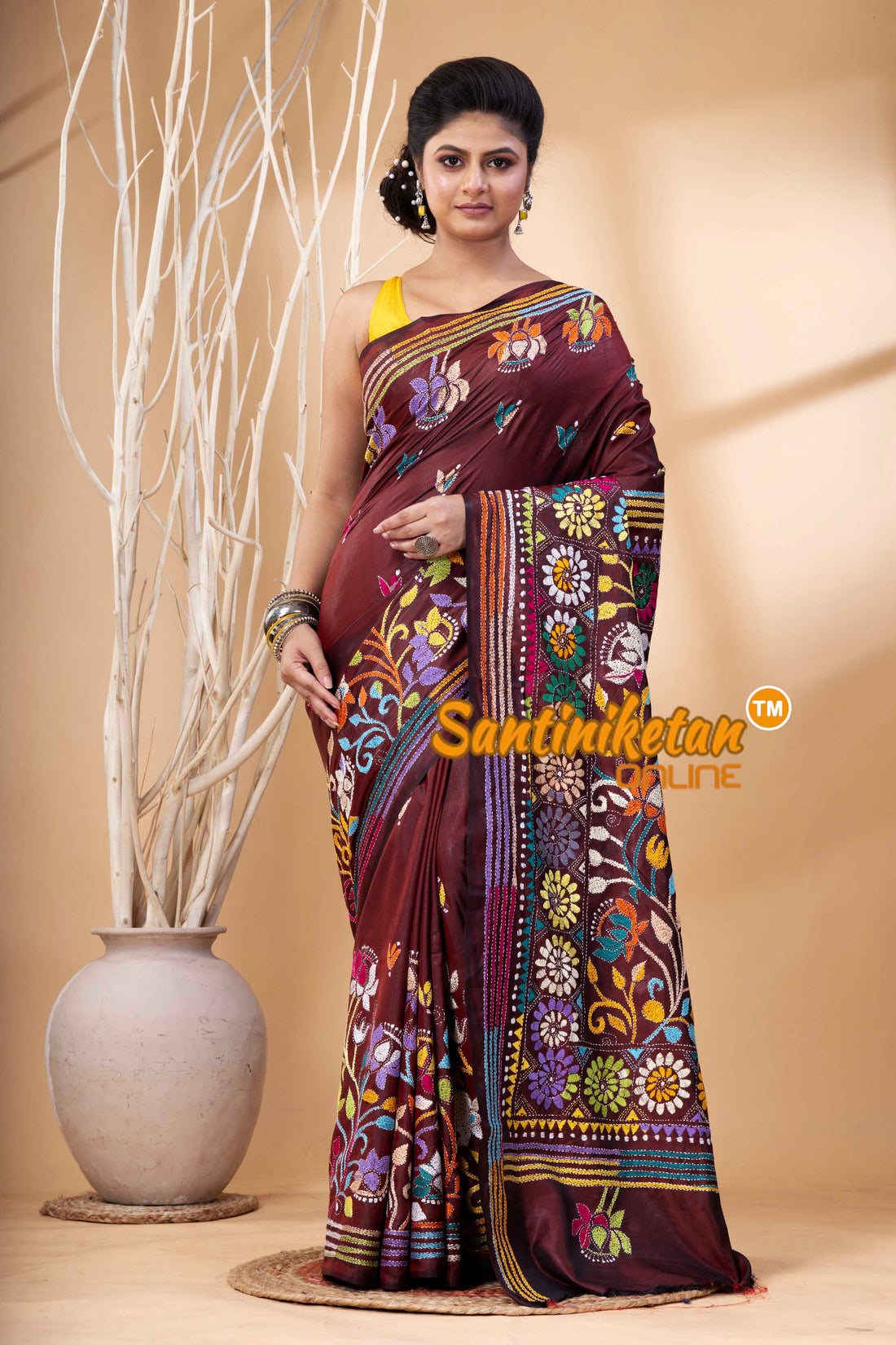 Bangalore Silk Kantha Stitch Saree SN202524203