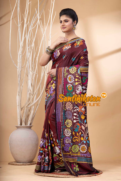 Bangalore Silk Kantha Stitch Saree SN202524203