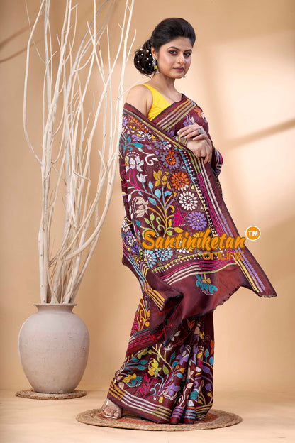 Bangalore Silk Kantha Stitch Saree SN202524203