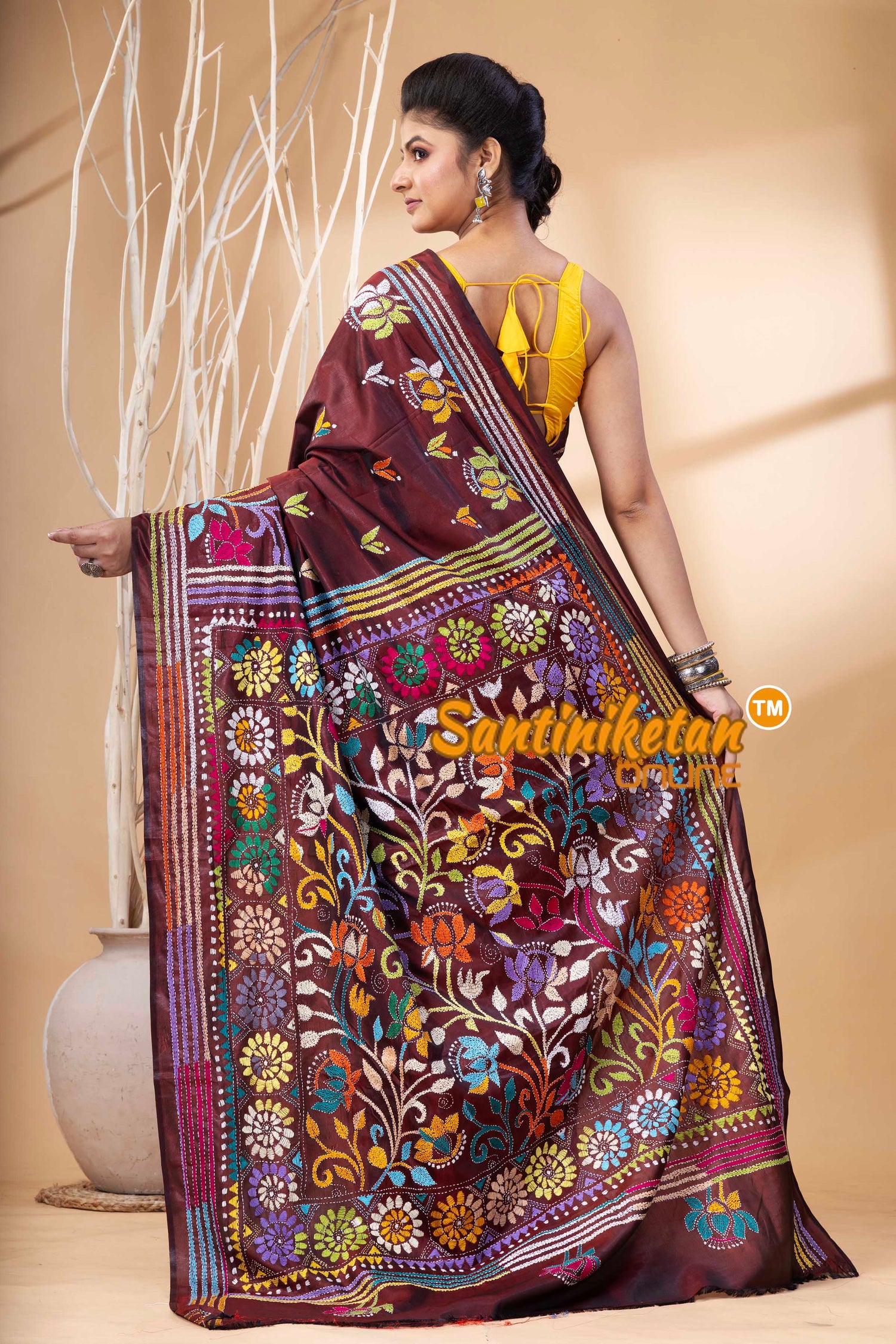 Bangalore Silk Kantha Stitch Saree SN202524203