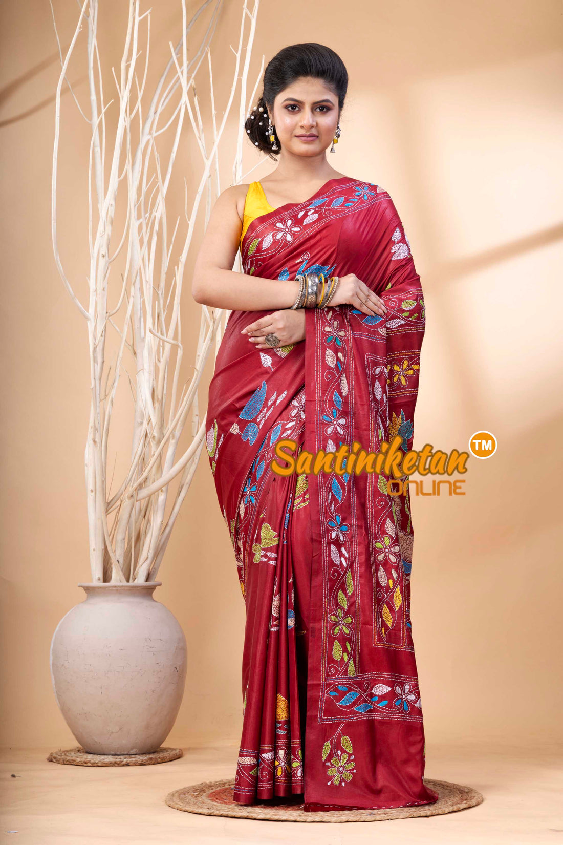 Bangalore Silk Kantha Stitch Saree SN202524215