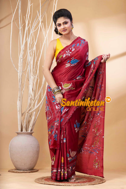 Bangalore Silk Kantha Stitch Saree SN202524215