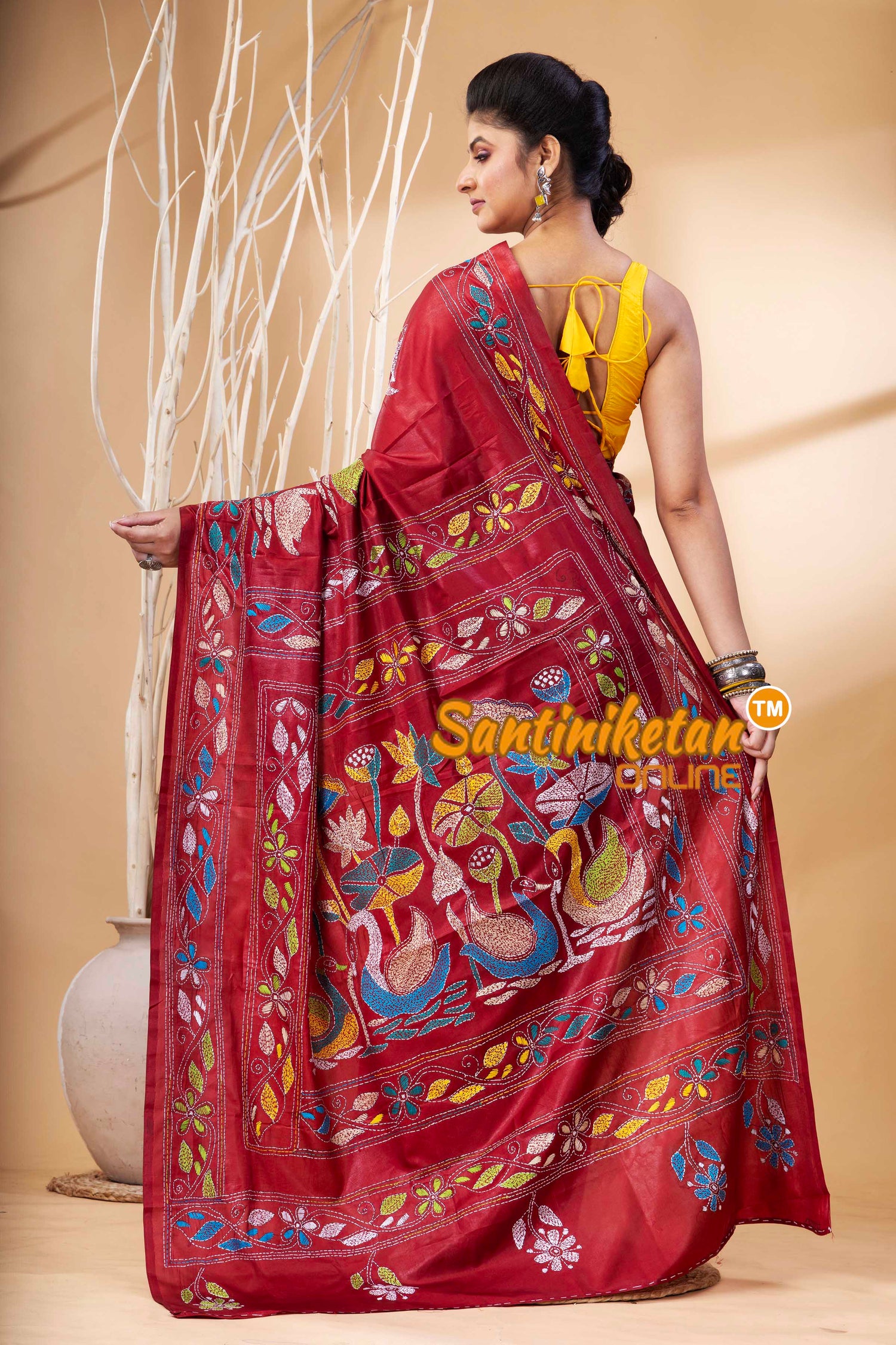 Bangalore Silk Kantha Stitch Saree SN202524215