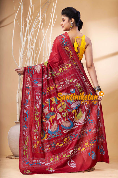 Bangalore Silk Kantha Stitch Saree SN202524215