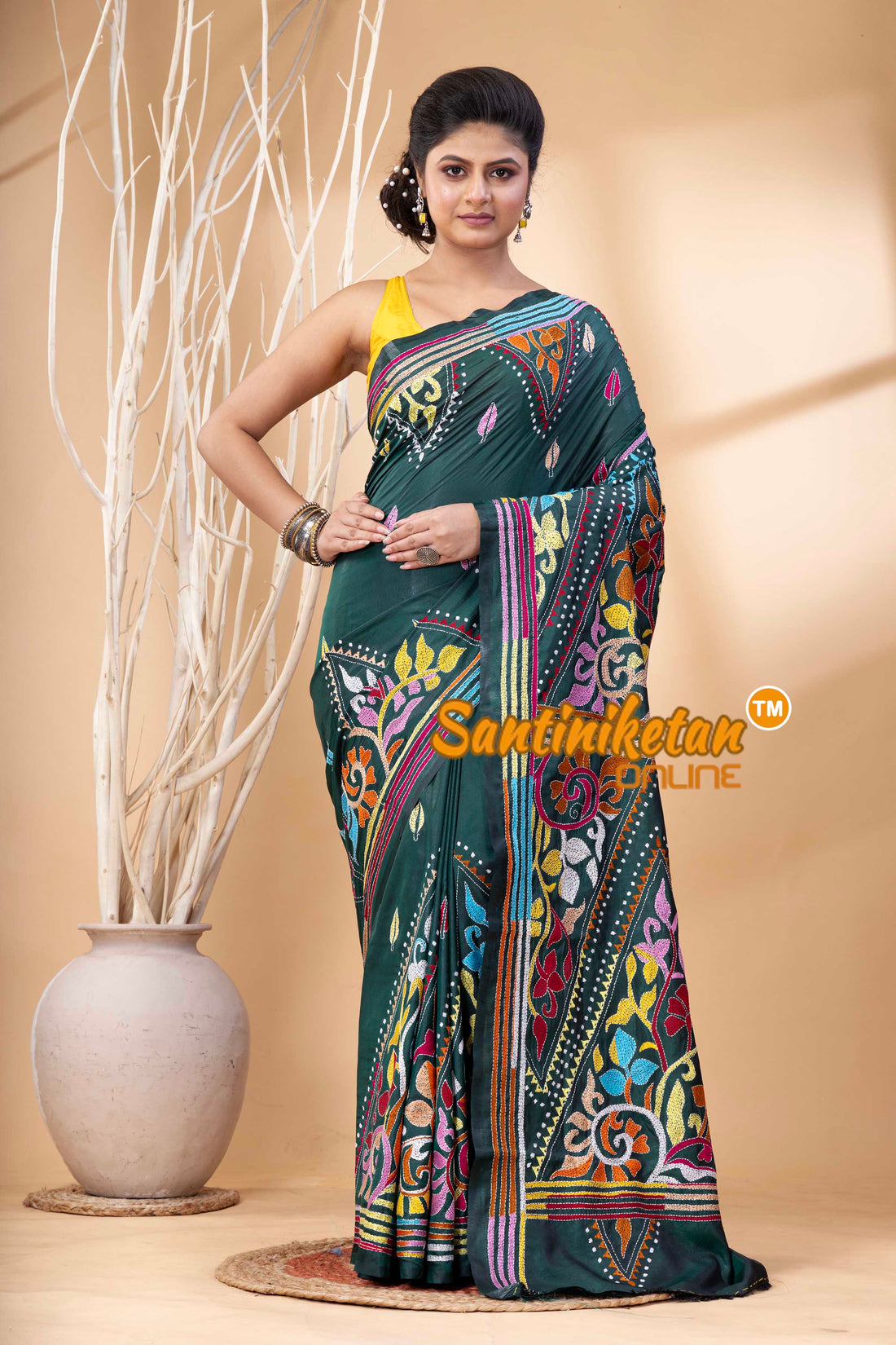 Bangalore Silk Kantha Stitch Saree SN202524245