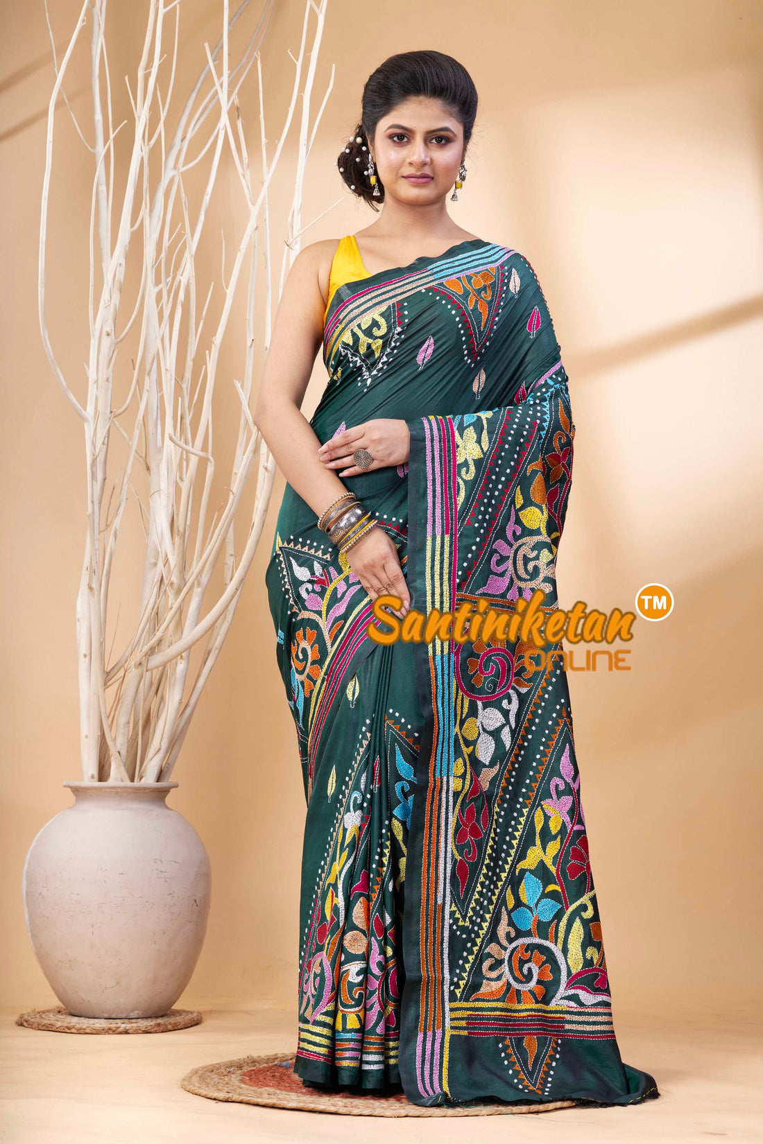 Bangalore Silk Kantha Stitch Saree SN202524245