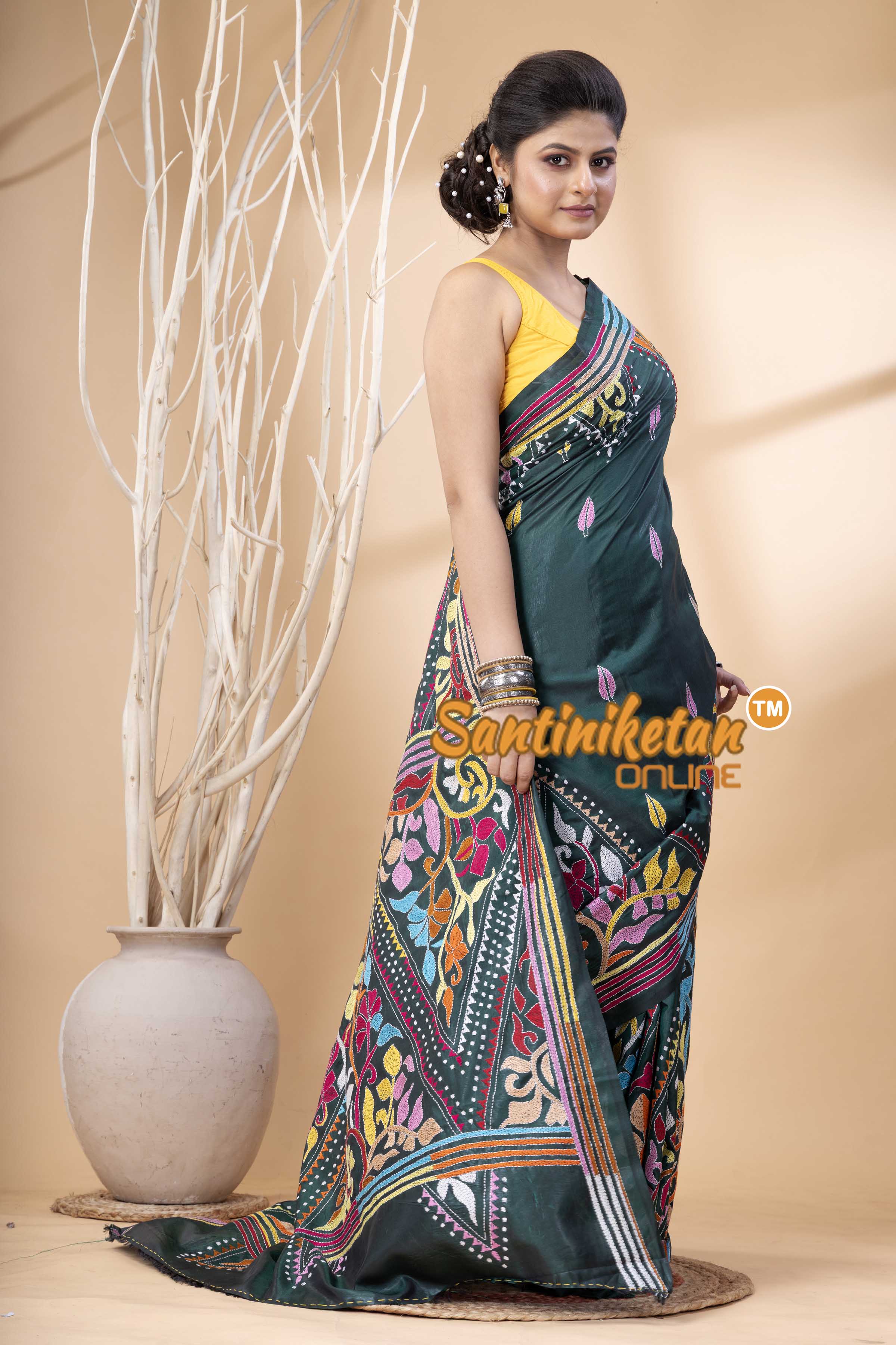 Bangalore Silk Kantha Stitch Saree SN202524245