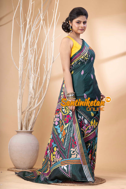 Bangalore Silk Kantha Stitch Saree SN202524245
