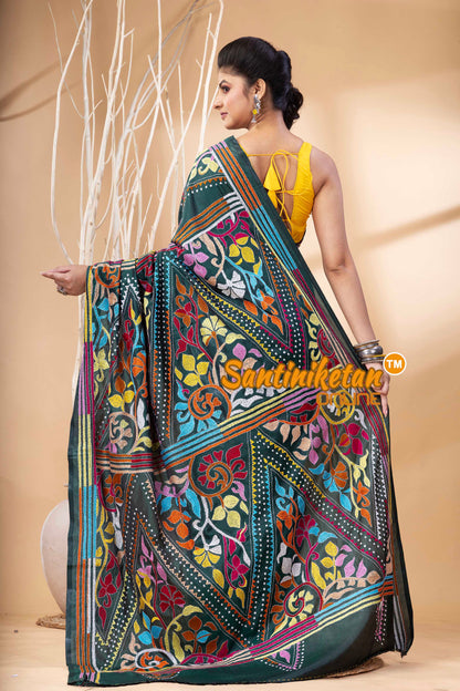 Bangalore Silk Kantha Stitch Saree SN202524245
