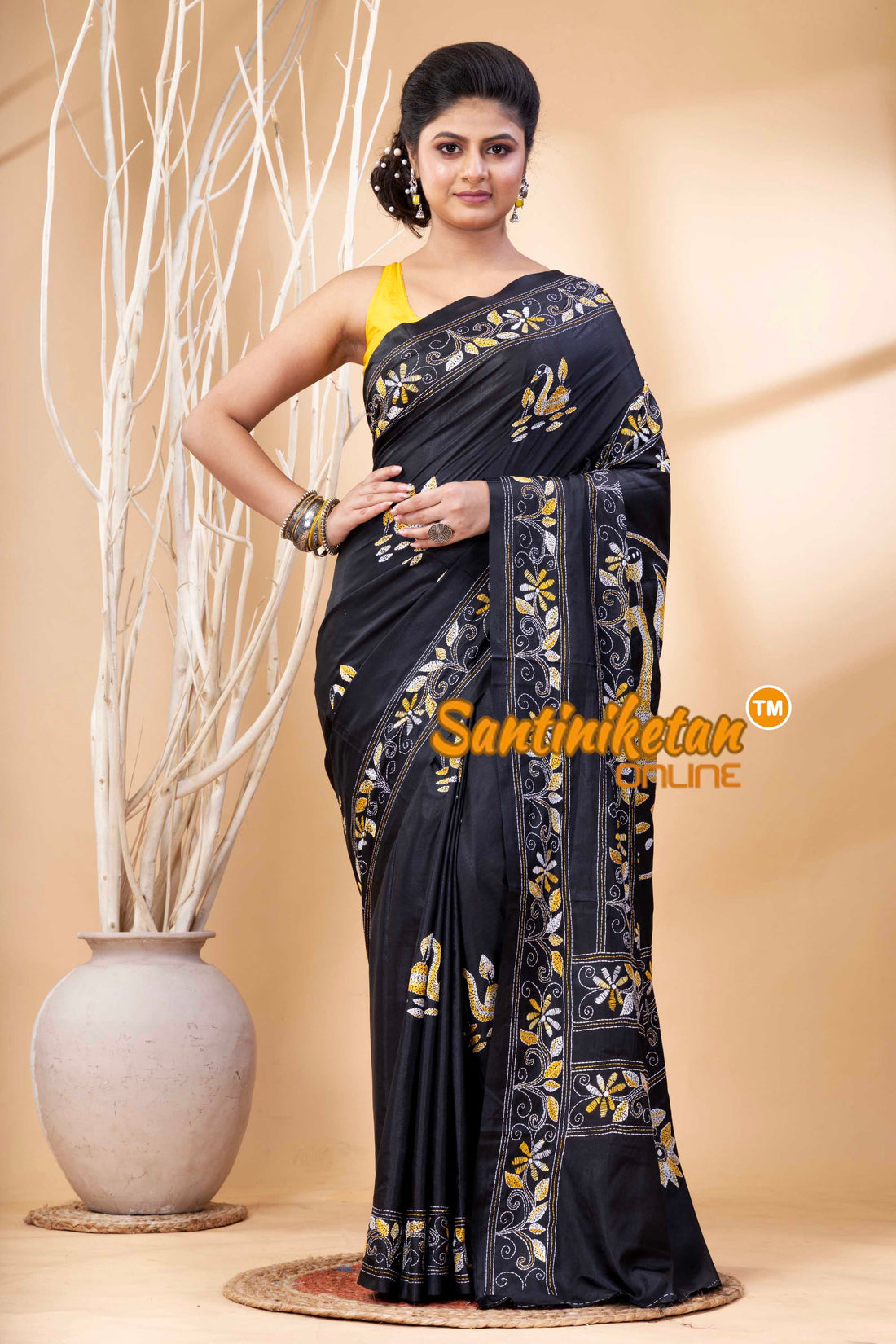 Bangalore Silk Kantha Stitch Saree SN202524251