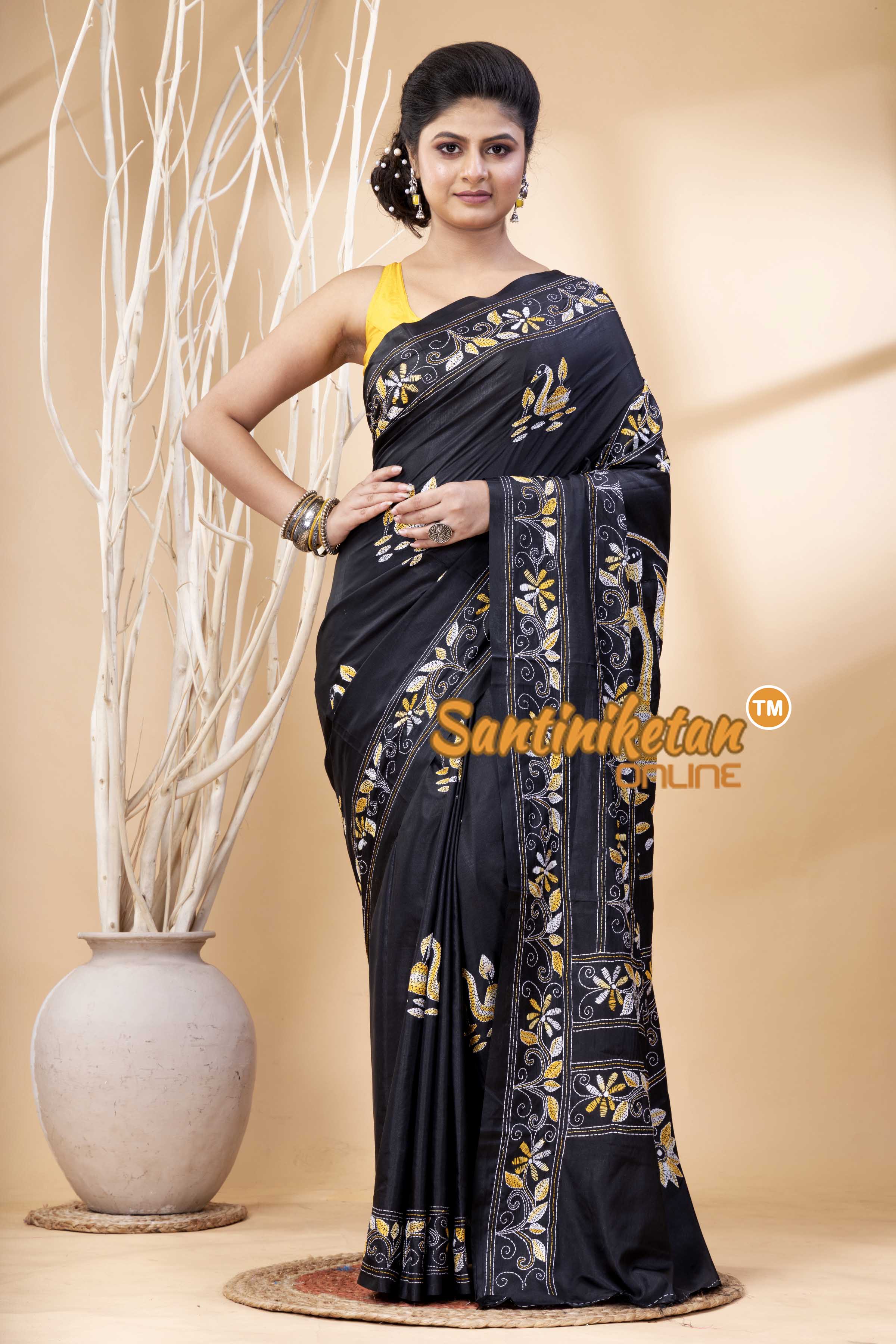 Bangalore Silk Kantha Stitch Saree SN202524251