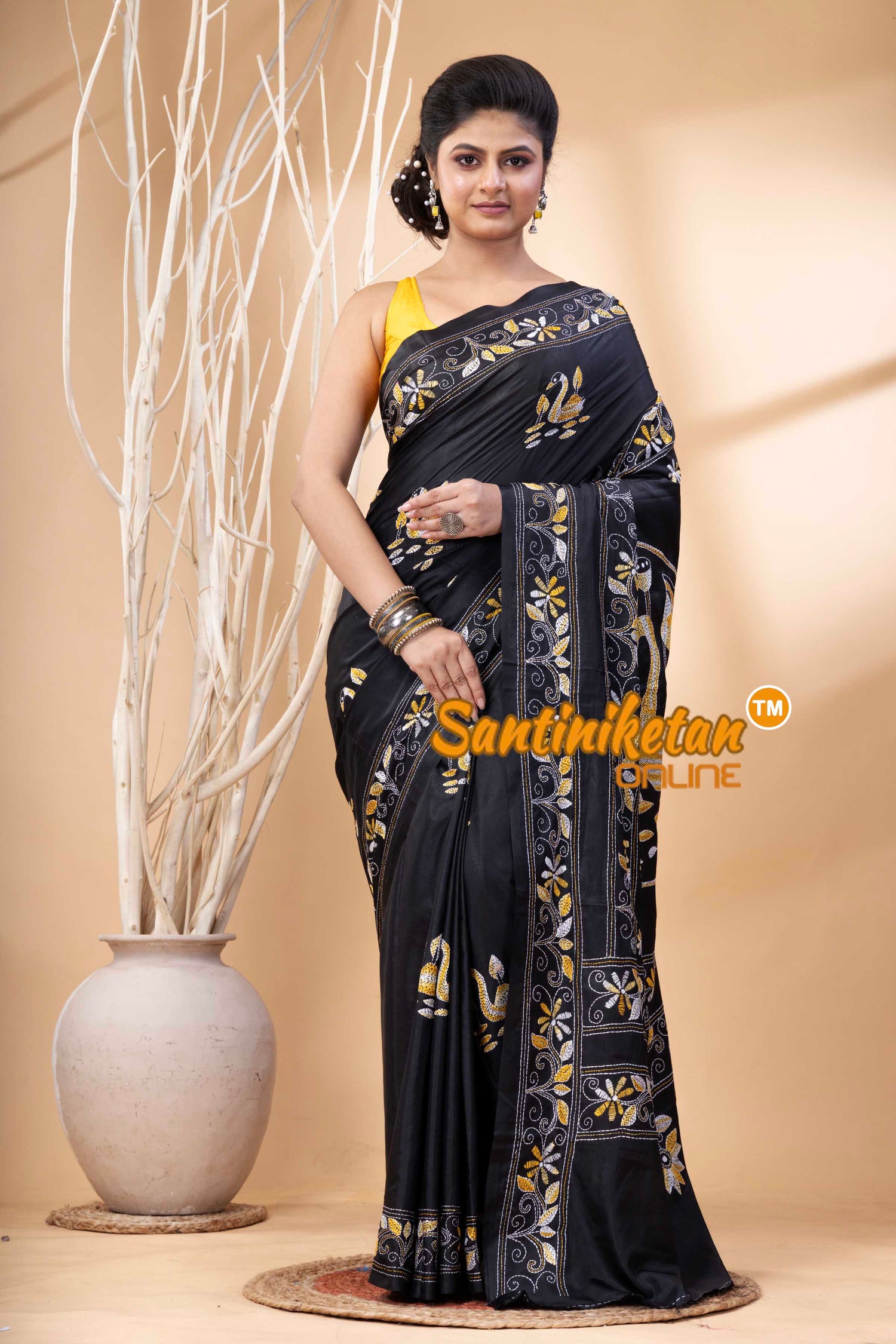 Bangalore Silk Kantha Stitch Saree SN202524251