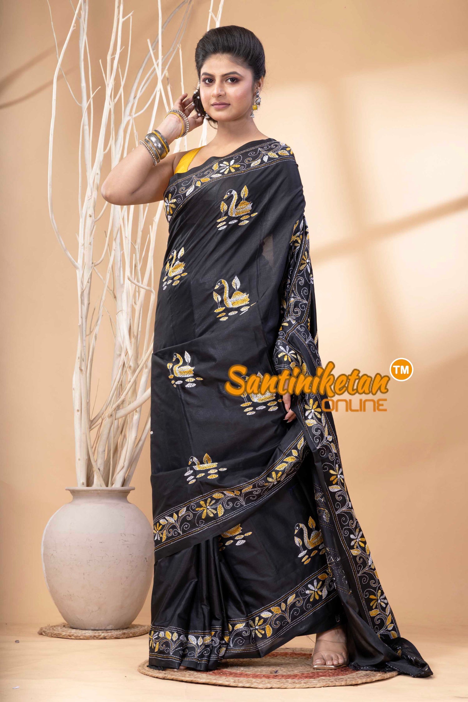 Bangalore Silk Kantha Stitch Saree SN202524251